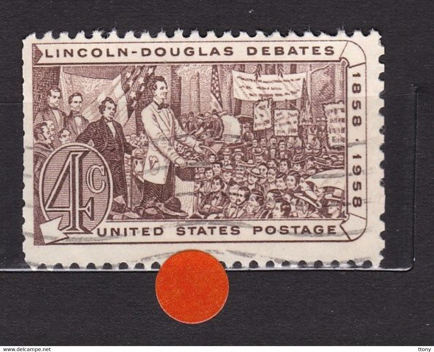 USA STAMPS :Lincoln And Stephen A. Douglas Debating By Beale  Mi:US 735-Sn:US 1115- Yt:US 649-  Sg:US   Used  Année 1958 - Andere & Zonder Classificatie