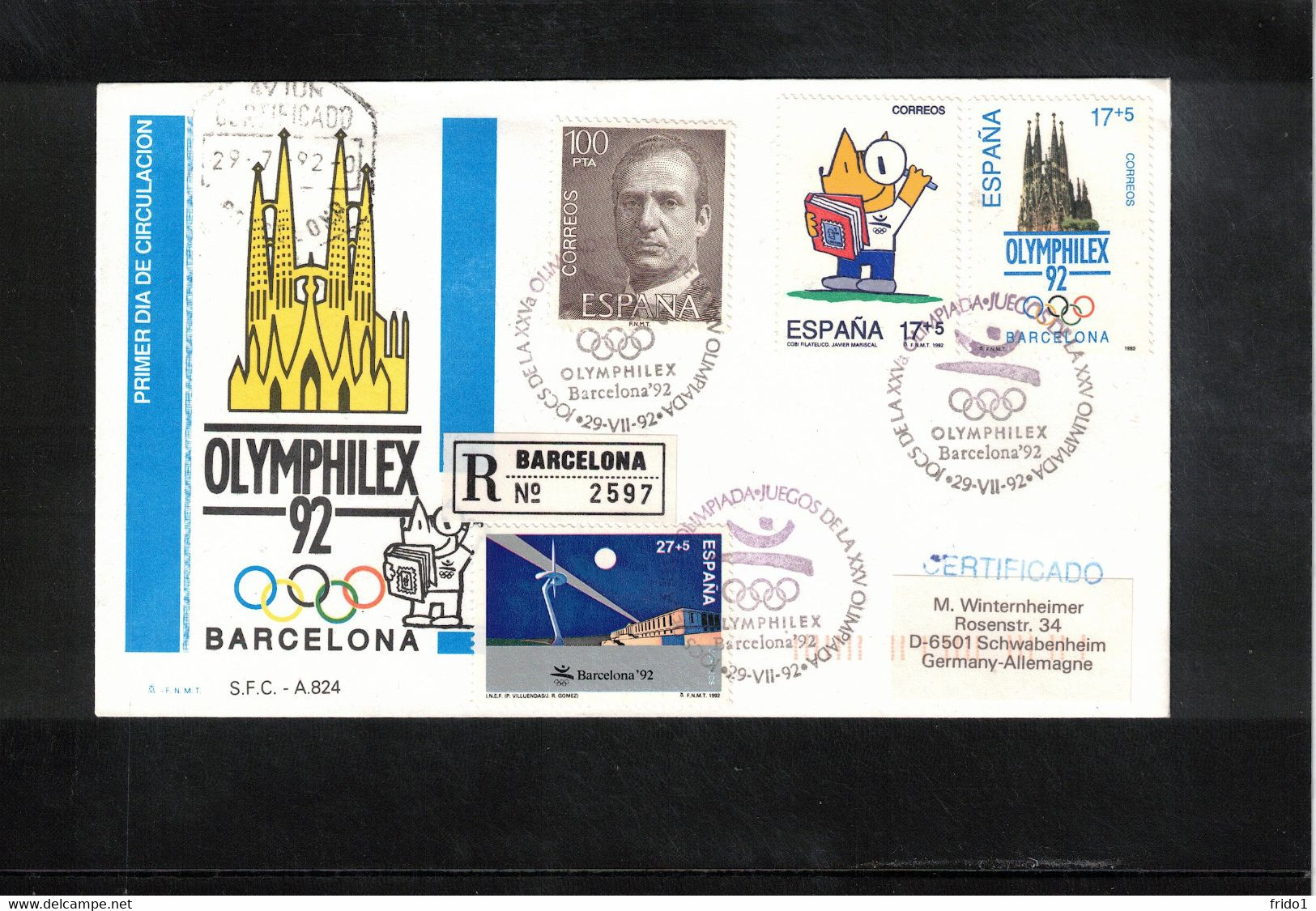 Spain 1992 Olympic Games Barcelona World Philatelic Exhibition OLYMPHILEX Interesting Registered Letter - Summer 1992: Barcelona