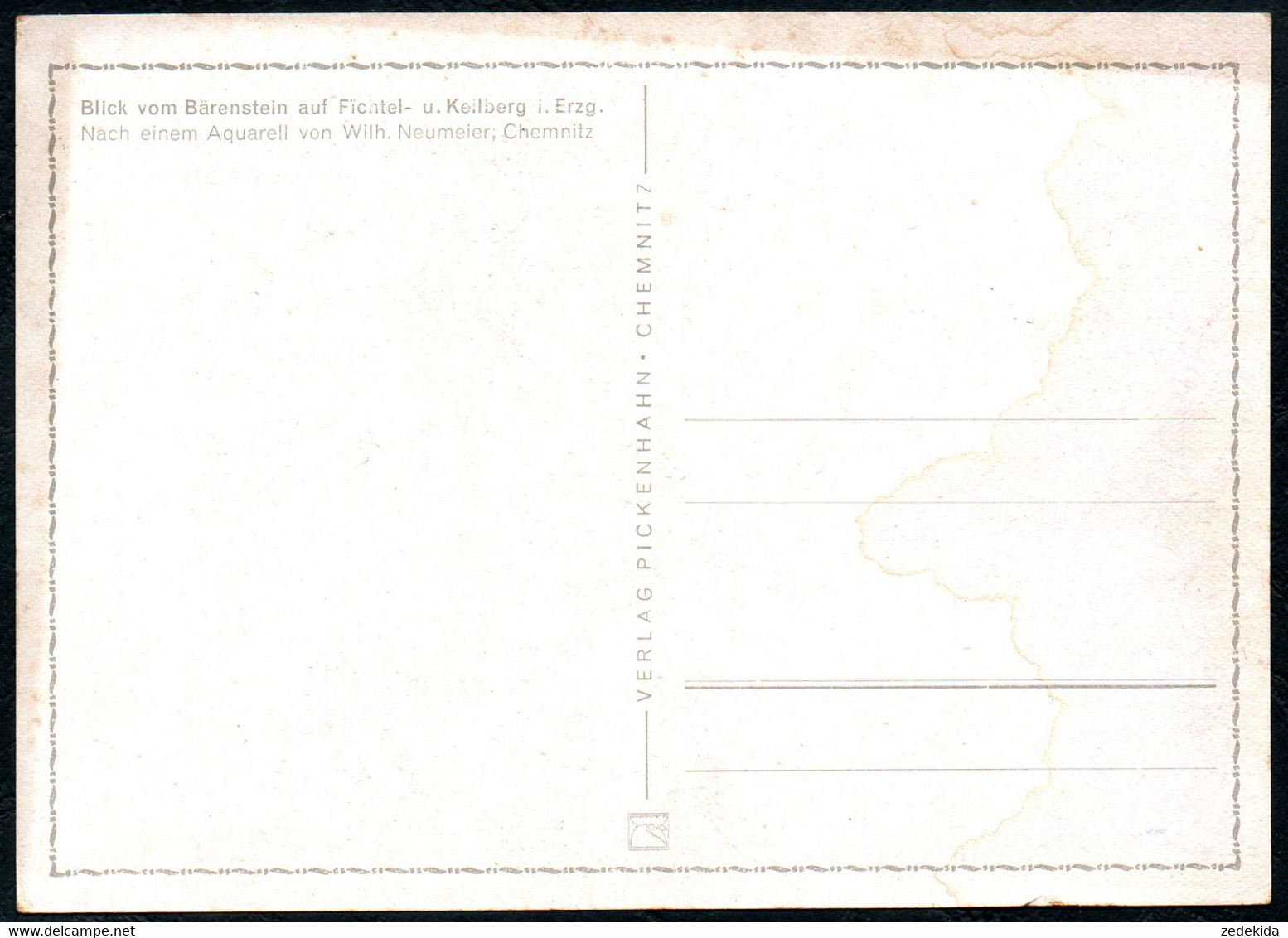 E2733 - Wilhelm Neumeier Chemnitz Künstlerkarte - Blick Vom Bärenstein Auf Fichtelberg Keilberg - Pickenhahn - Willrich