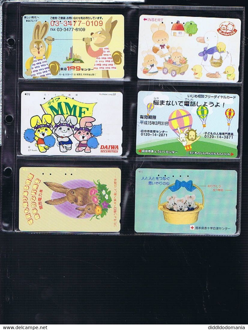 Télécartes Carte Telephonique Phonecard Japon Japan  Theme Lapin  39 Cartes - Lapins