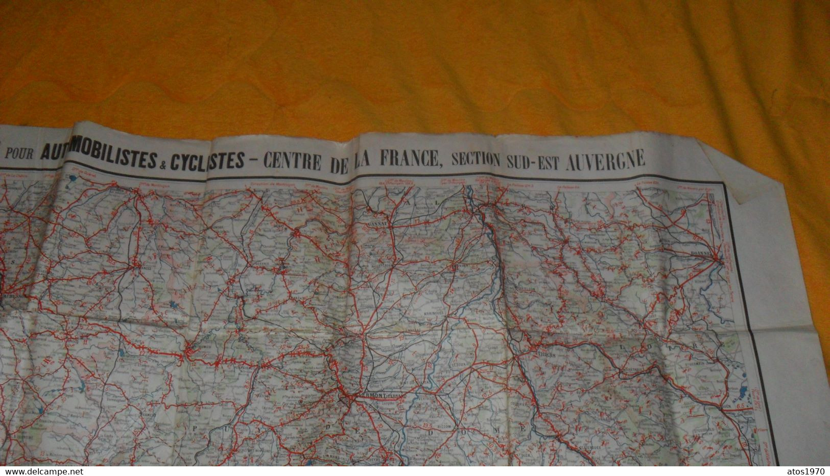 ANCIENNE CARTE ROUTIERE TARIDE..POUR AUTOMOBILISTES ET CYCLISTES CENTRE DE LA FRANCE SECTION SUD EST AUVERGNE.. - Cartes Routières