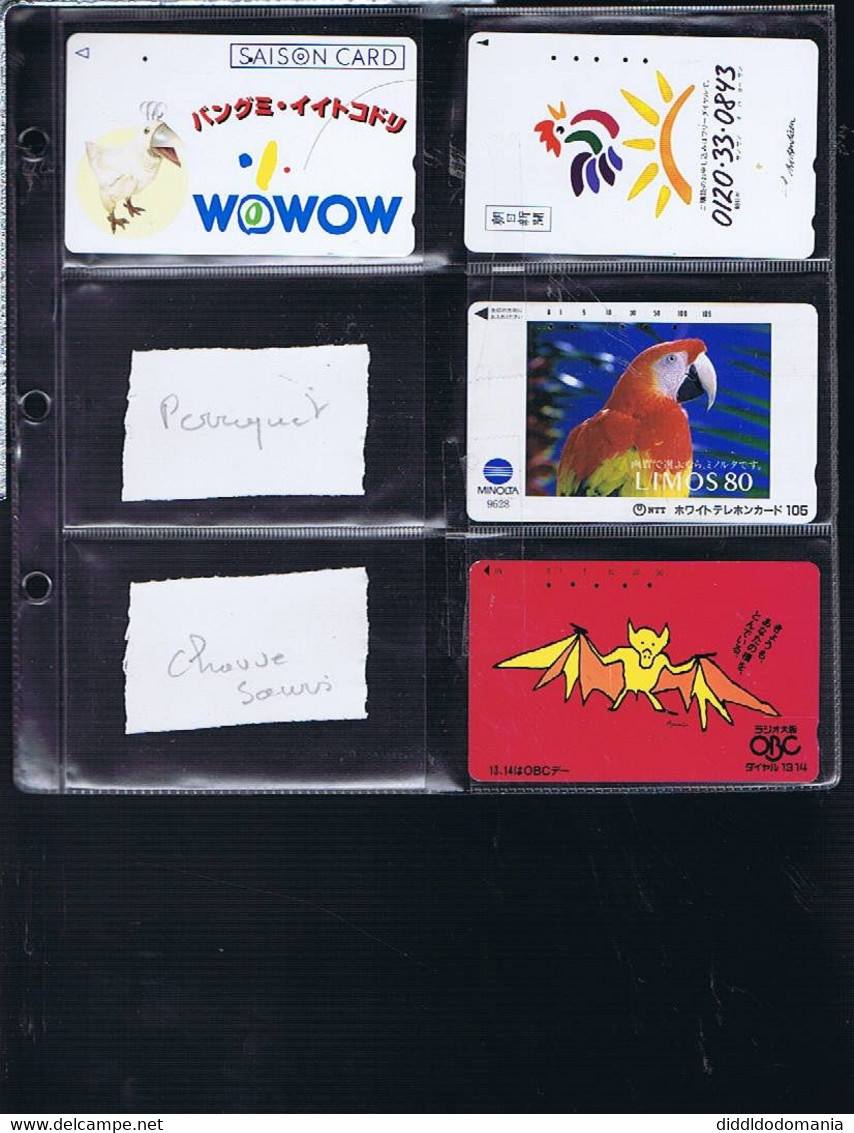 Télécartes Carte Telephonique Phonecard Japon Japan  Theme Hiboux Papillon Coq Perroquet Chauve Souris  31 Cartes - Owls