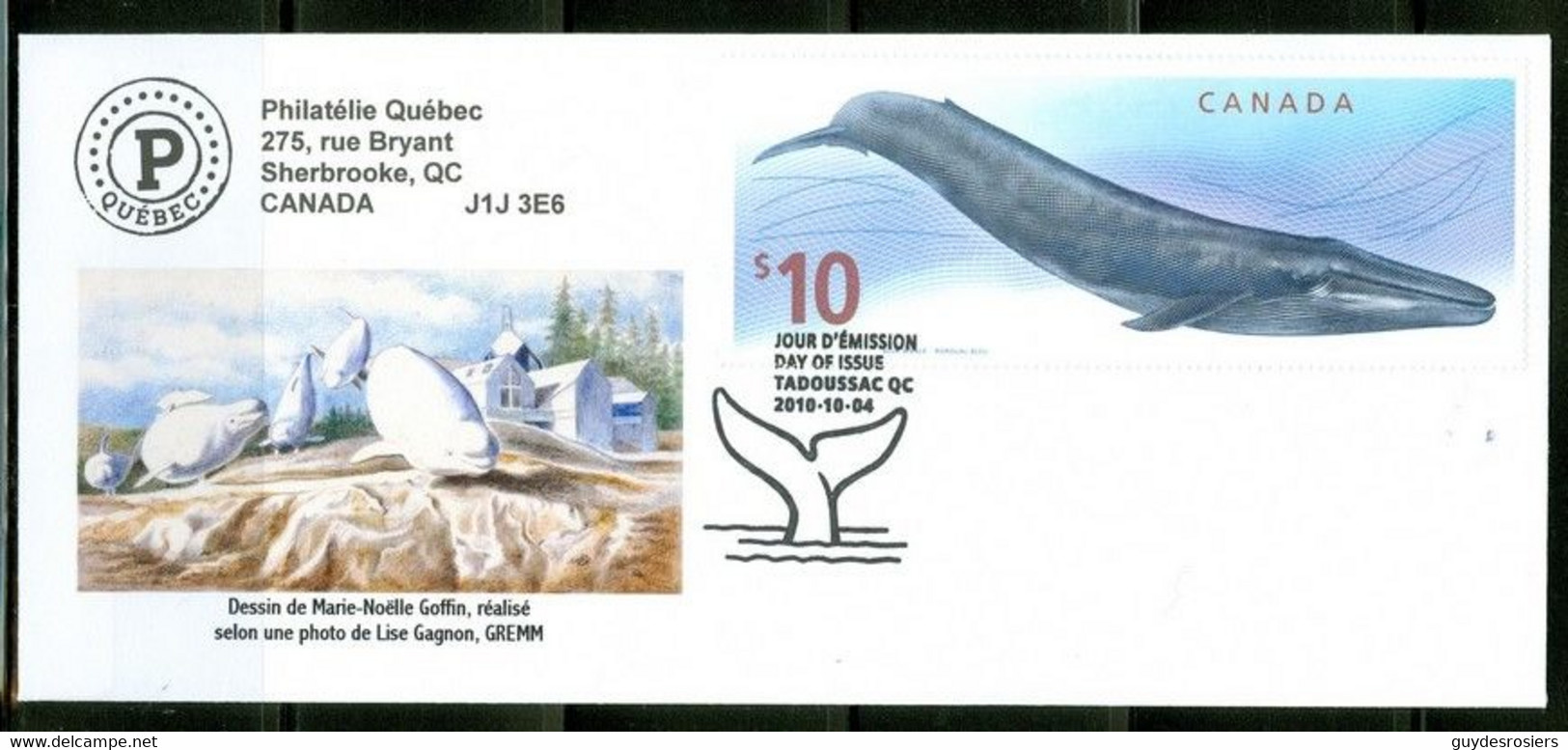 Baleine / Whale; Marie-N. Goffin; Philatélie Québec; Timbre Scott # 2405 Stamp; PPJ / FDC (0337) - Cartas & Documentos