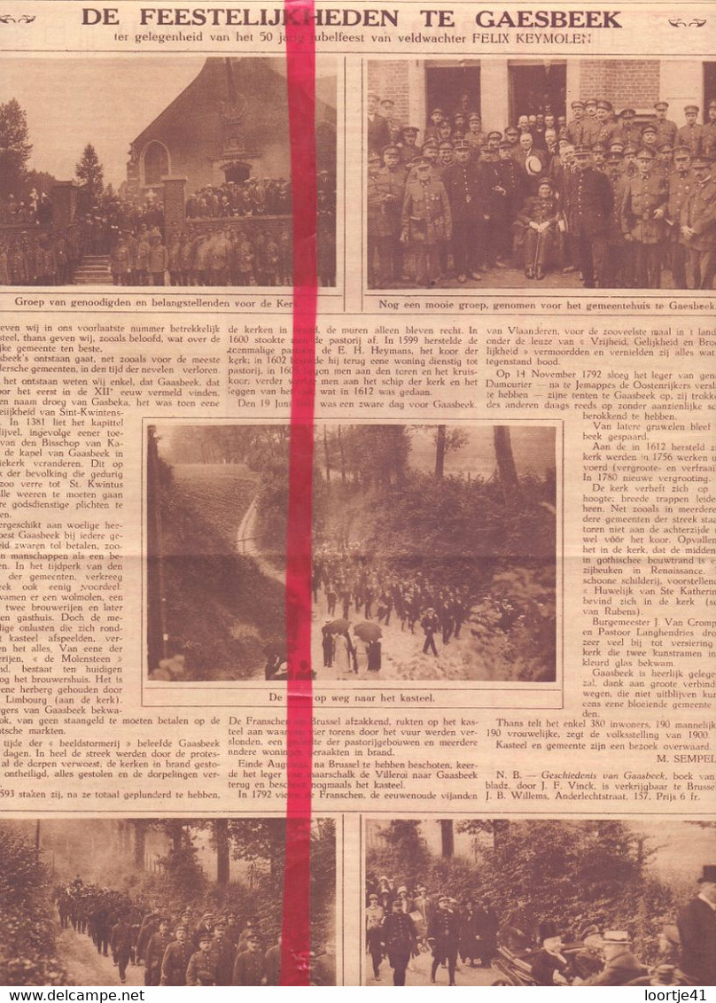 Orig. Knipsel Coupure Tijdschrift Magazine - Gaasbeek - Viering 50 Jaar Veldwachter Felix Keymolen - 1926 - Unclassified