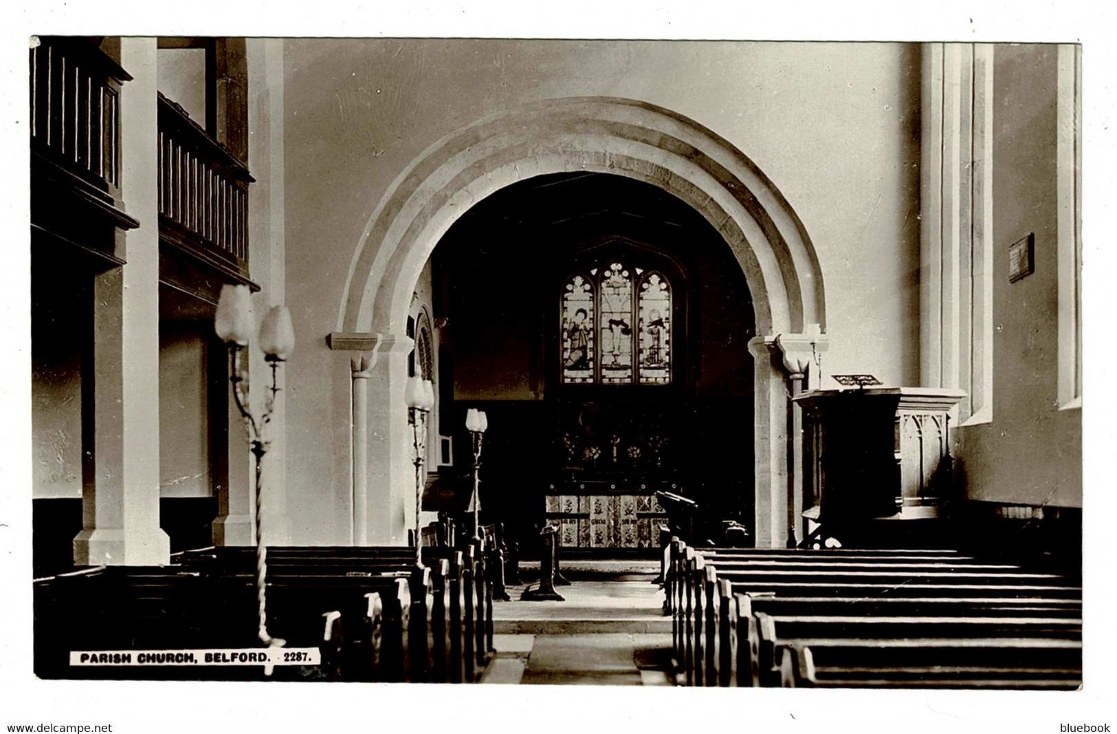 Ref 1415 - Early Real Photo Postcard - Interior Belfod Parish Church - Northumberland - Other & Unclassified