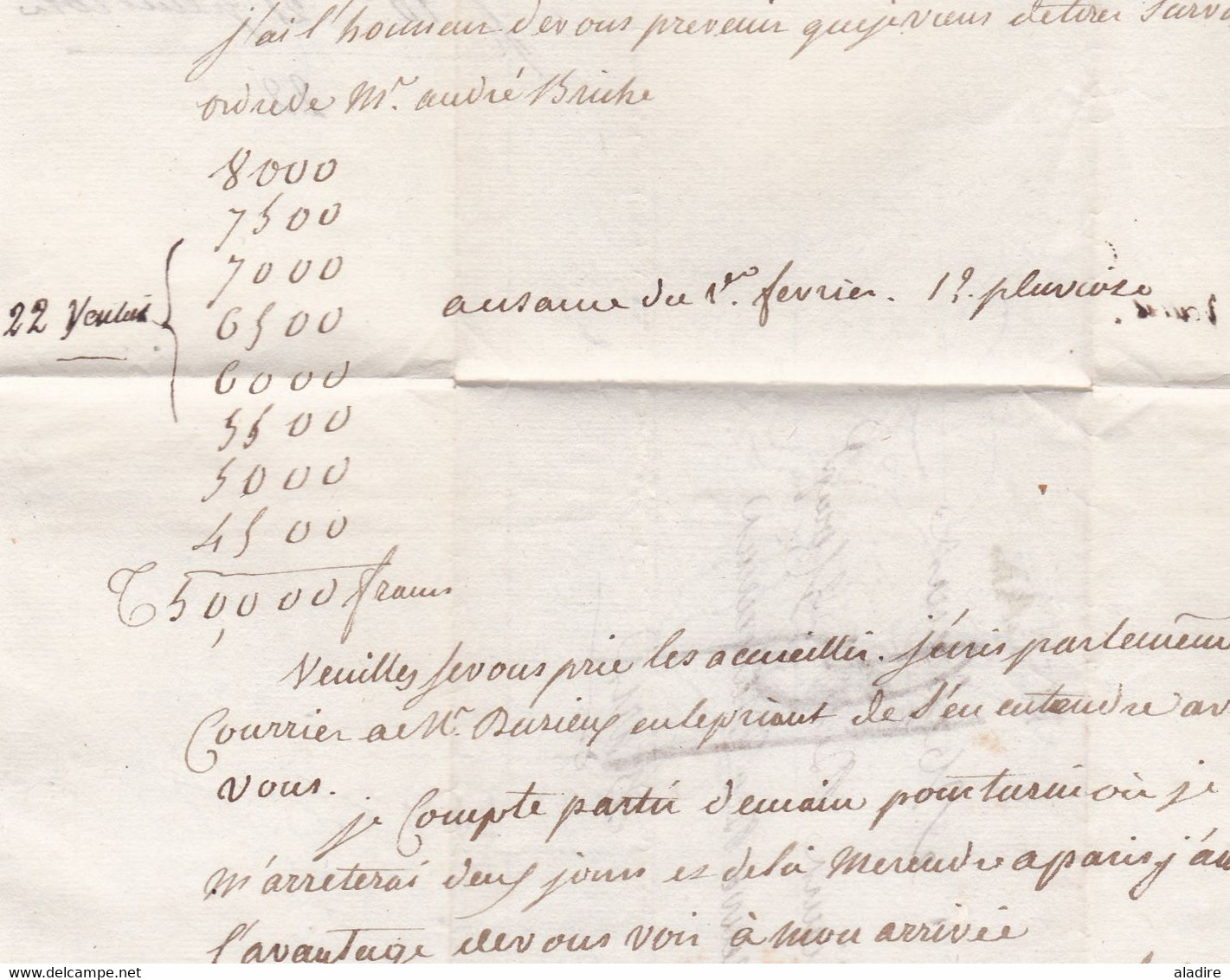 1803 - Marque postale MILAN (Italie, poste française) sur lettre pliée en français vers Paris, France - taxe 13