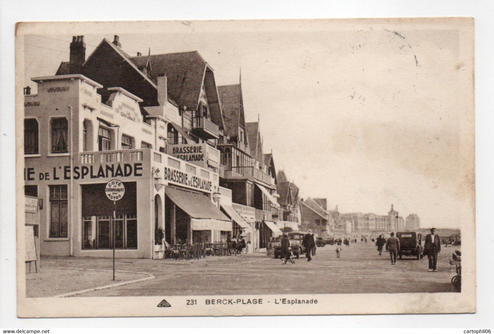 - CPSM BERCK-PLAGE (62) - L'Esplanade 1946 (BRASSERIE DE L'ESPLANADE) - Photo CAP 231 - - Berck