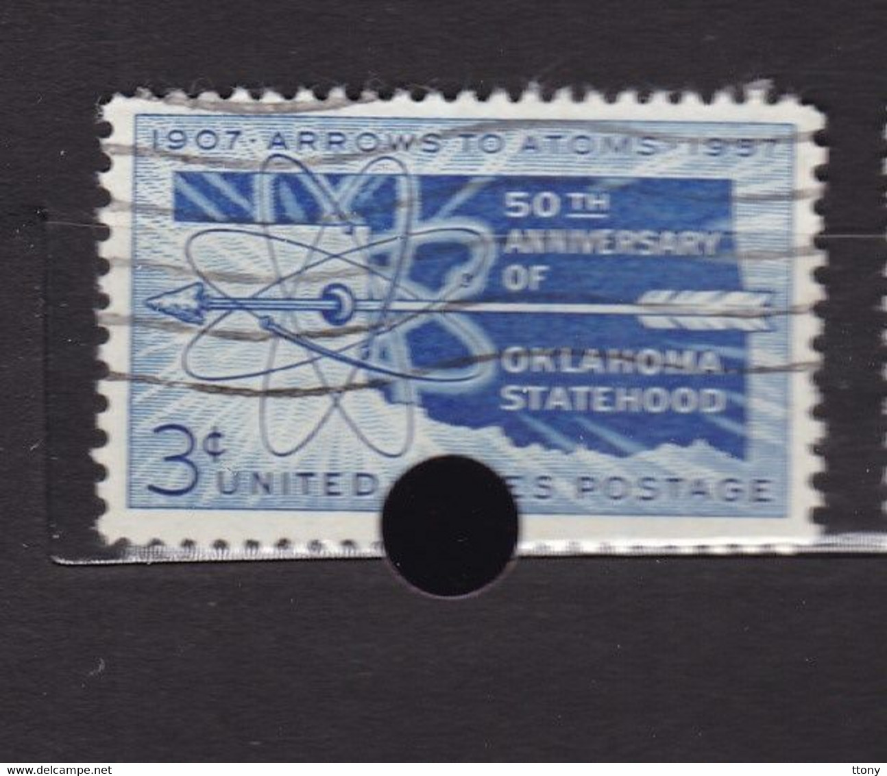 USA STAMPS :  50 Years Oklahoma Statehood, Map, Arrow And Atom Diagram   Sn:US 1092,  Used  Année 1957 - Sonstige & Ohne Zuordnung