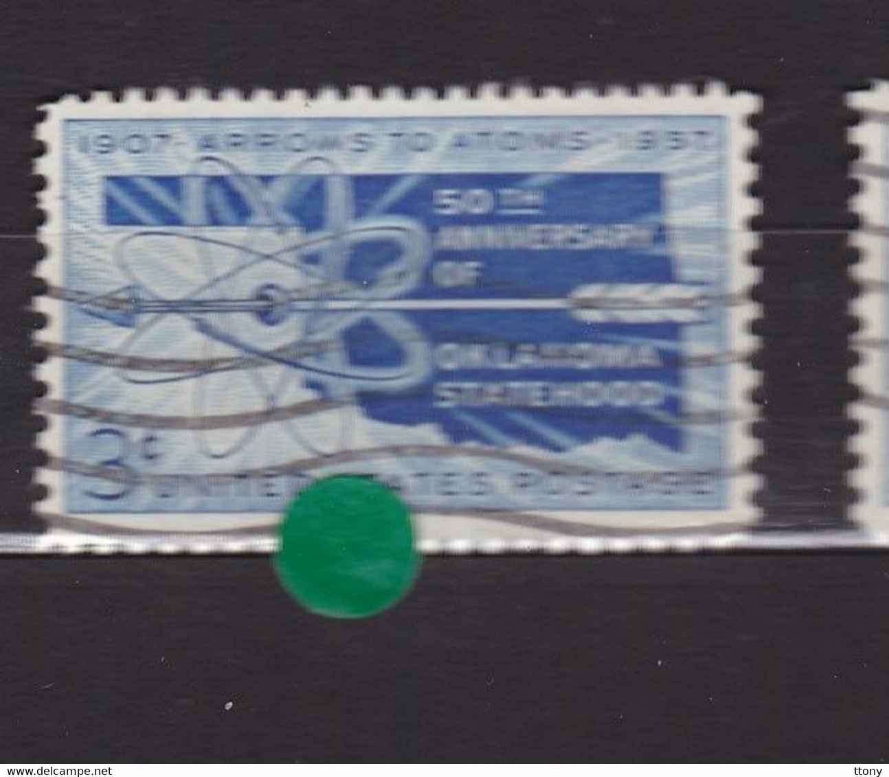 USA STAMPS :  50 Years Oklahoma Statehood, Map, Arrow And Atom Diagram   Sn:US 1092,  Used  Année 1957 - Sonstige & Ohne Zuordnung