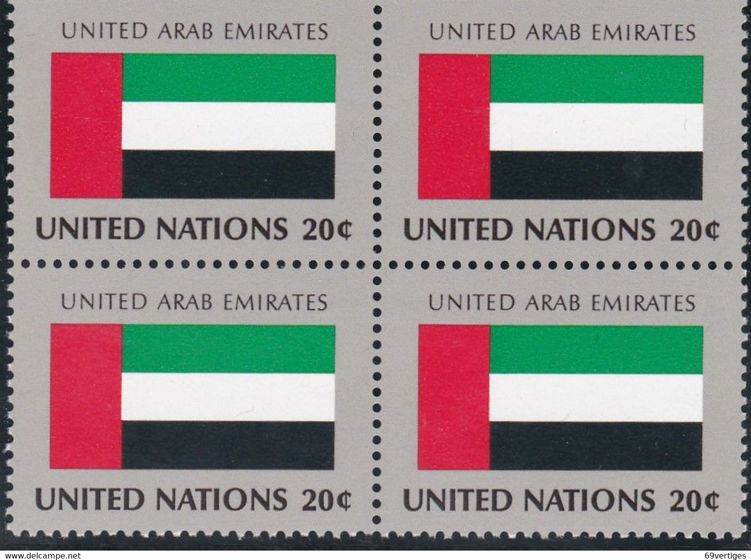 NATIONS UNIES, UNITED ARAB EMIRATES, Drapeau, Bloc De 4, Belle Gomme - Altri & Non Classificati