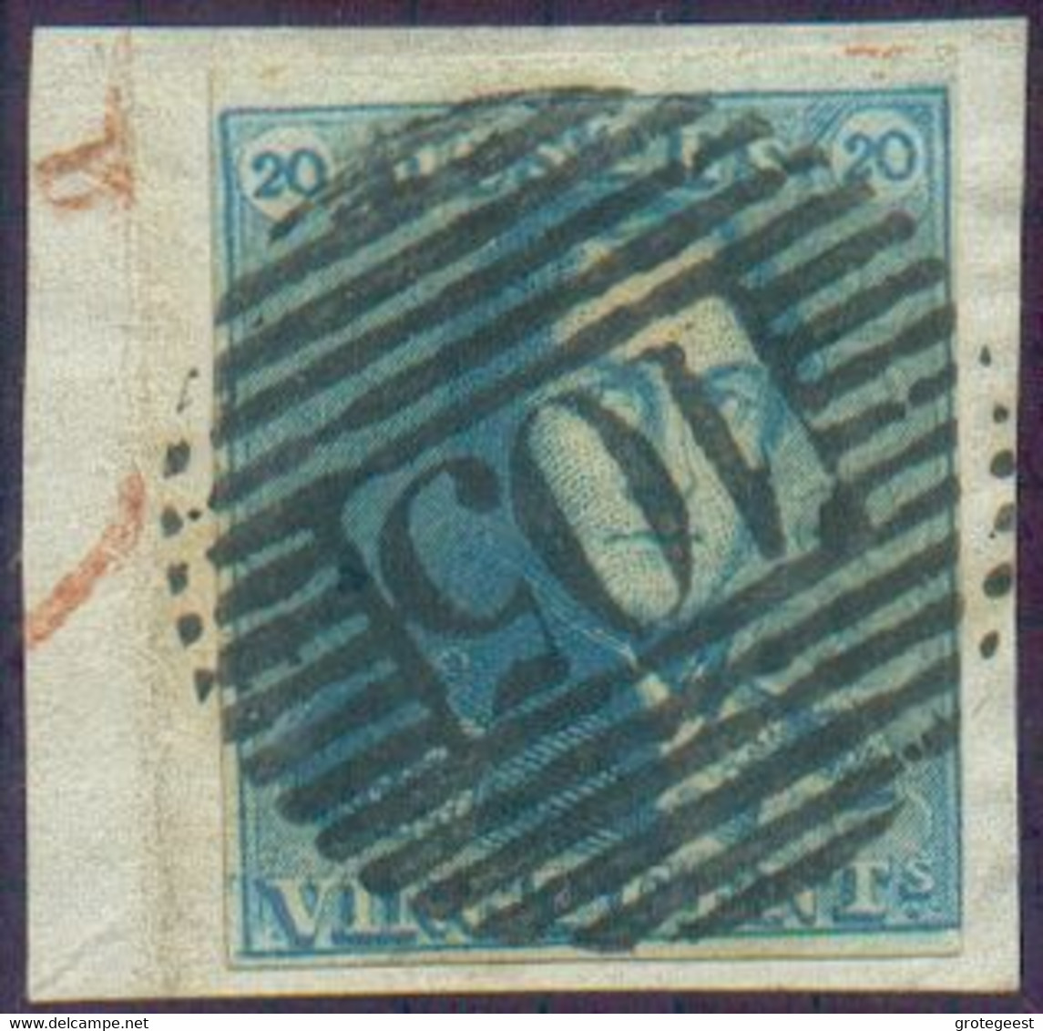 N°2 - Epaulette 20 Centimes Bleue, TB Margée, Obl. P.105 Saint-NICOLAS nette, Sur Petit Fragment. - TB - 16367 - 1849 Hombreras