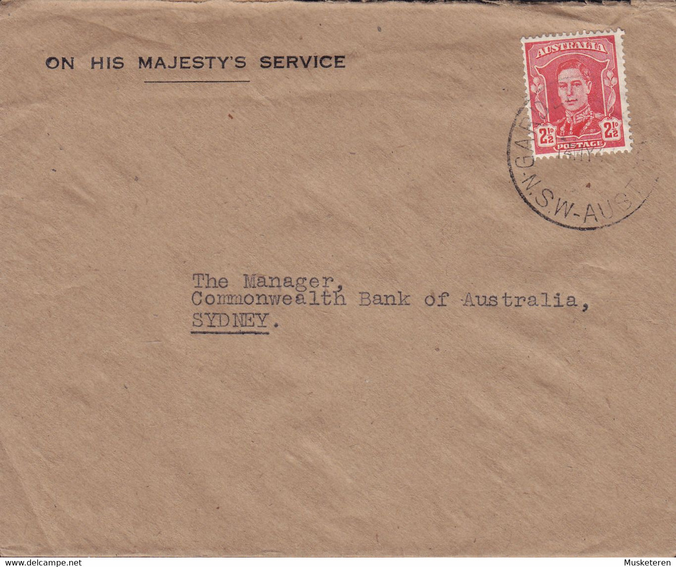 Australia ON HIS MAJESTY's SERVICE Naval Base GARDEN ISLAND 1943 Cover Brief Commonwealth Bank Of Australia SYDNEY - Dienstzegels