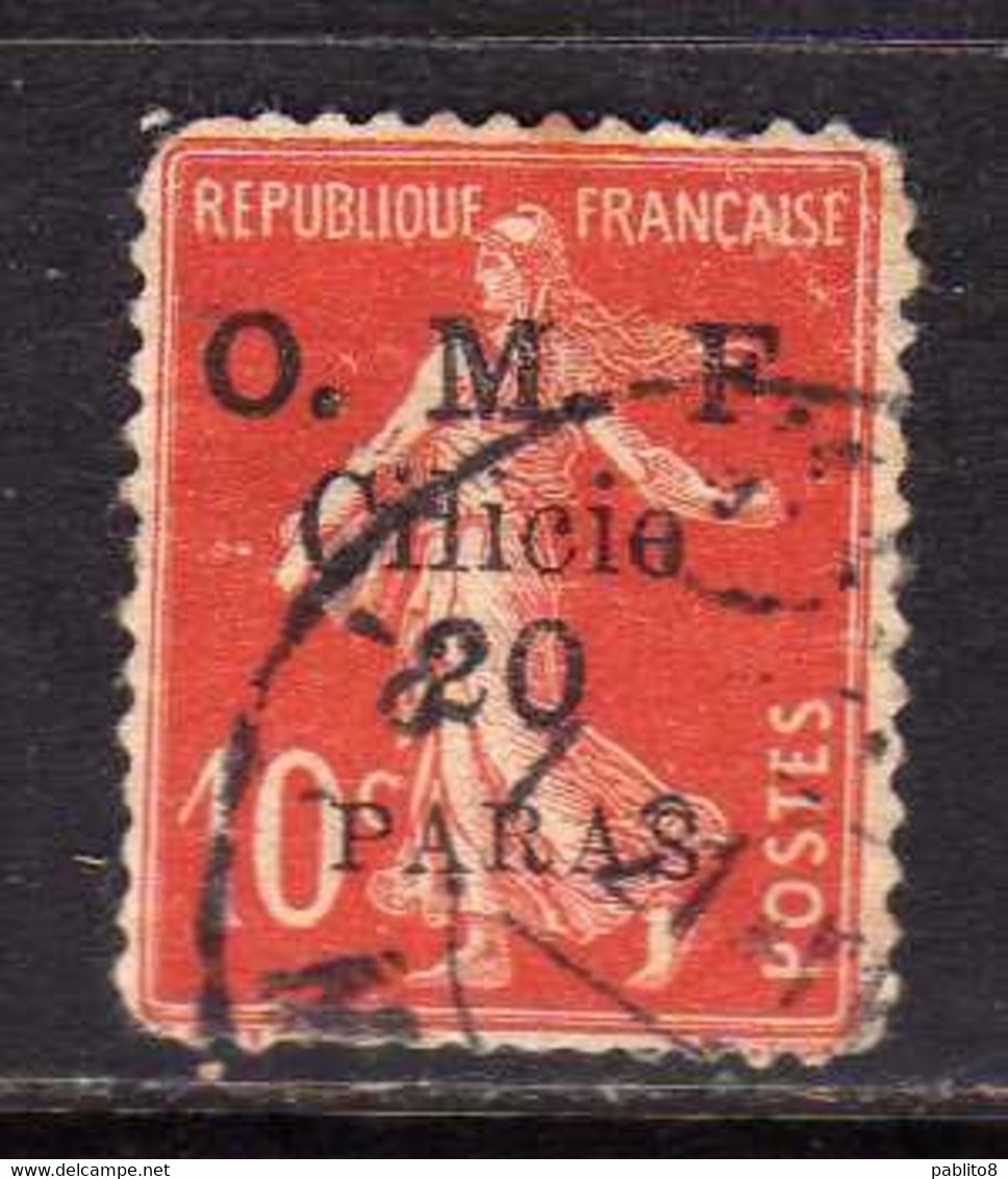 FRENCH CILICIE CILICIA FRANCAISE 1920 O.M.F. SURCHARGED SEMEUSE OMF 20pa On CENT. 10c USED USATO OBLITERE' - Gebruikt