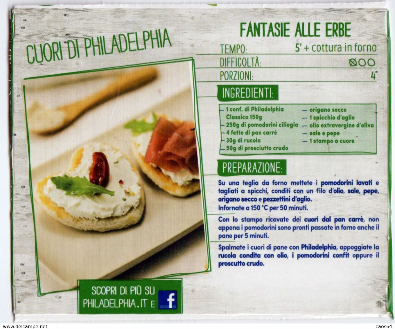 PHILADELPHIA KRAFT RICETTA SCHEDA FANTASIE ALLE ERBE - Recettes De Cuisine