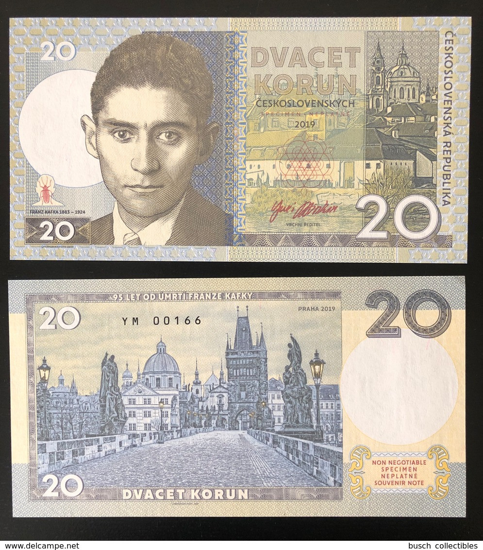 2019 Matej Gabris 20 Korun Franz Kafka 1883 - 1924 Czechoslovakia UNC SPECIMEN ESSAY Tirage Limité - Fictifs & Spécimens