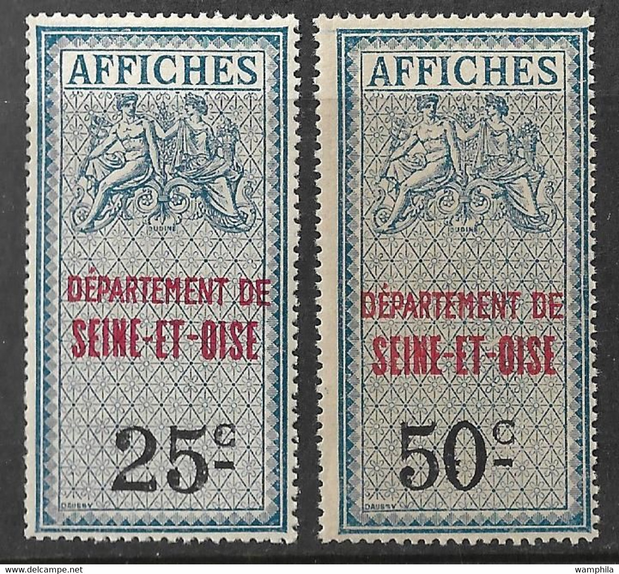 France Fiscaux Affiches 25c+50c Dépt. Seine Et Oise - Sonstige & Ohne Zuordnung