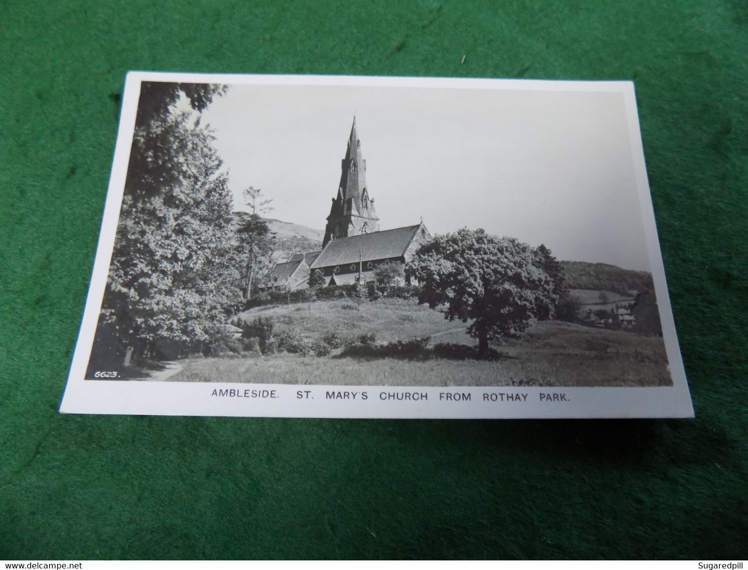 VINTAGE EUROPE UK CUMBRIA: AMBLESIDE St Mary's Church From Rothay Park B&w Aero Pictorial - Ambleside