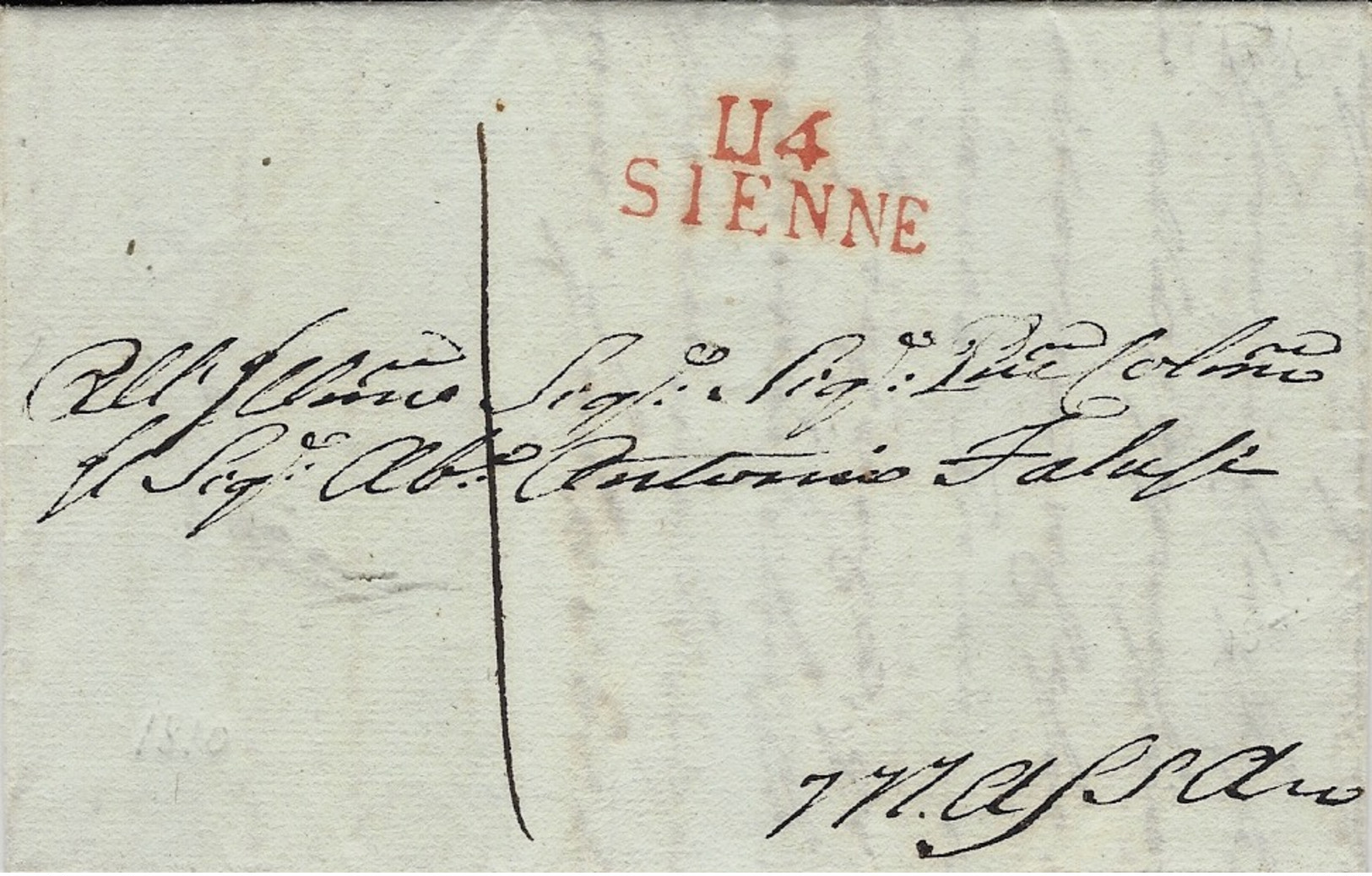 1810- Lettre De 114 / SIENNE ( L'Ombrons ) Rouge  Taxe 1 Locale - 1792-1815 : Departamentos Conquistados