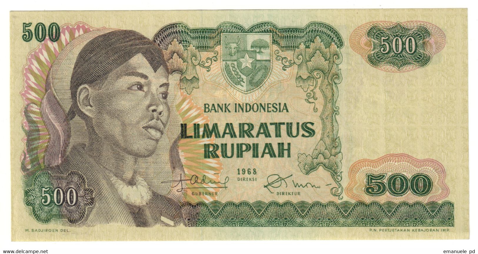 INDONESIA	500	RUPIAH	1968	P109	UNC			.CV. - Indonesien