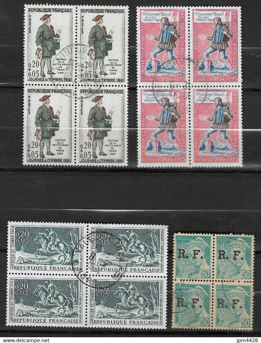 France Lot De 14 Blocs De 4 Timbres, Oblitérés - 943 - 956 - 957 - 997 - 1187 - 1188 - 1196 - 1202 - 1245 - 1253 -1285 + - Lots & Kiloware (mixtures) - Min. 1000 Stamps