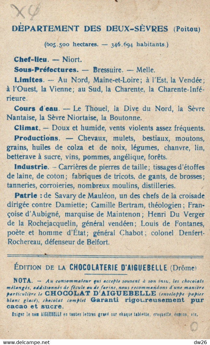 Les Départements: Deux-Sèvres - Château De Niort En Médaillon - Edition De La Chocolaterie D'Aiguebelle - Aiguebelle