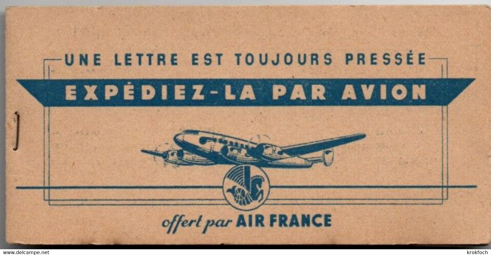 Carnet Offert Par Air France 1949 - Vignette Par Avion AO Douane - 10 X 5 Cm - Complet Et état ** - Aviación