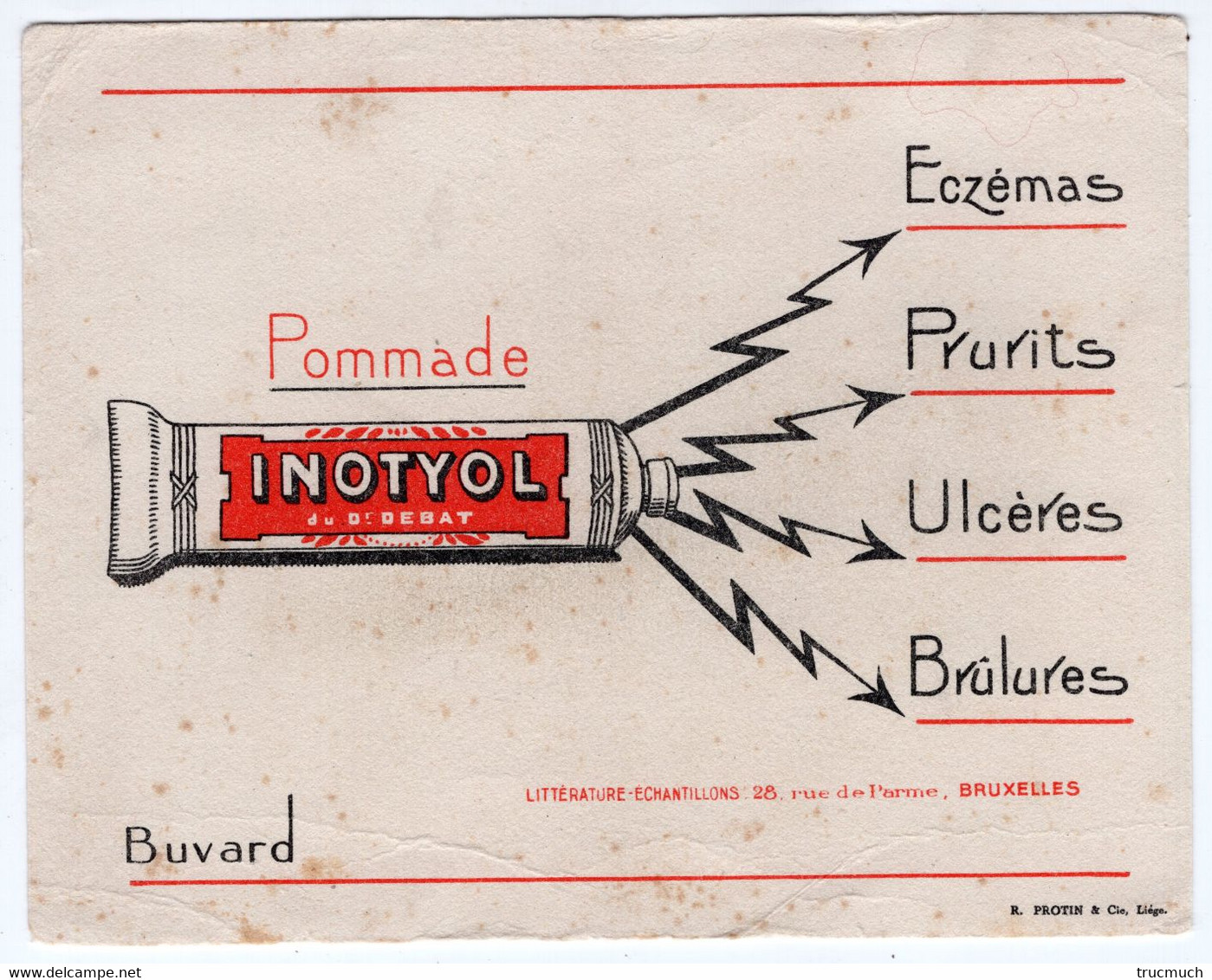 BUVARD - Pommade INOTYOL   *17,8 Cm X 14,1* - Produits Pharmaceutiques