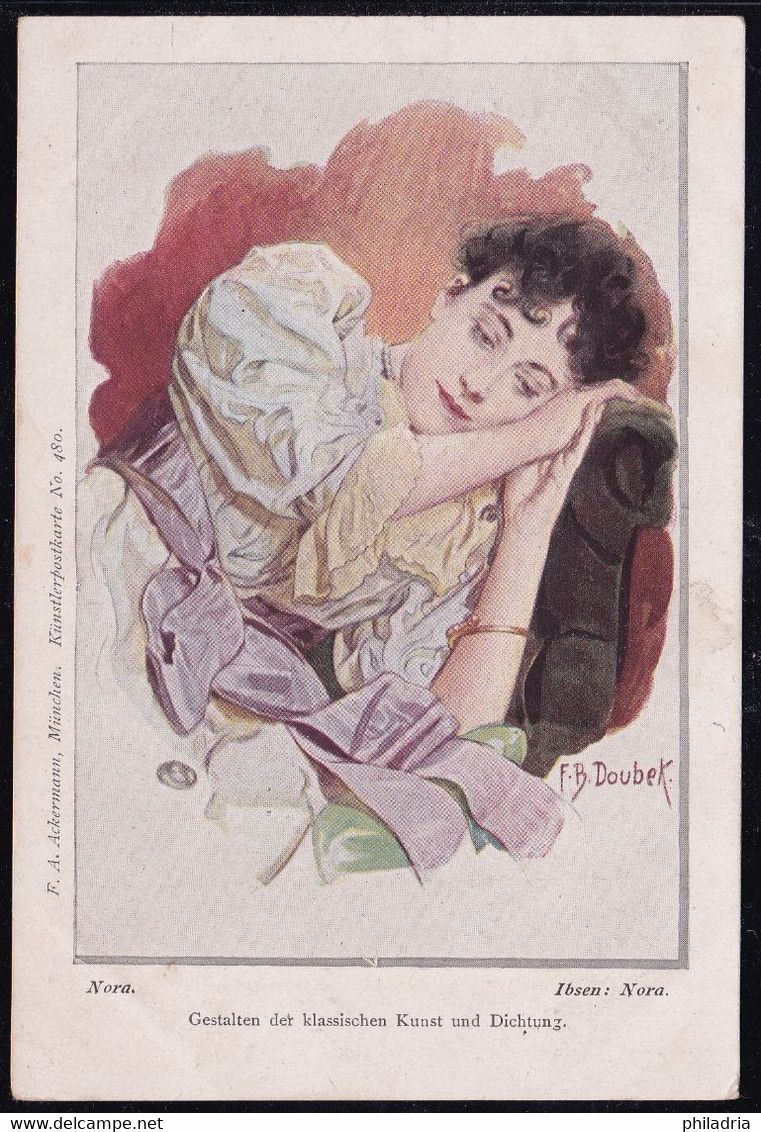 F. Doubek, 1899, Frauen, Women, Nora (Nora, Ibsen), Unused, Corner Traces From Album - Doubek, F.