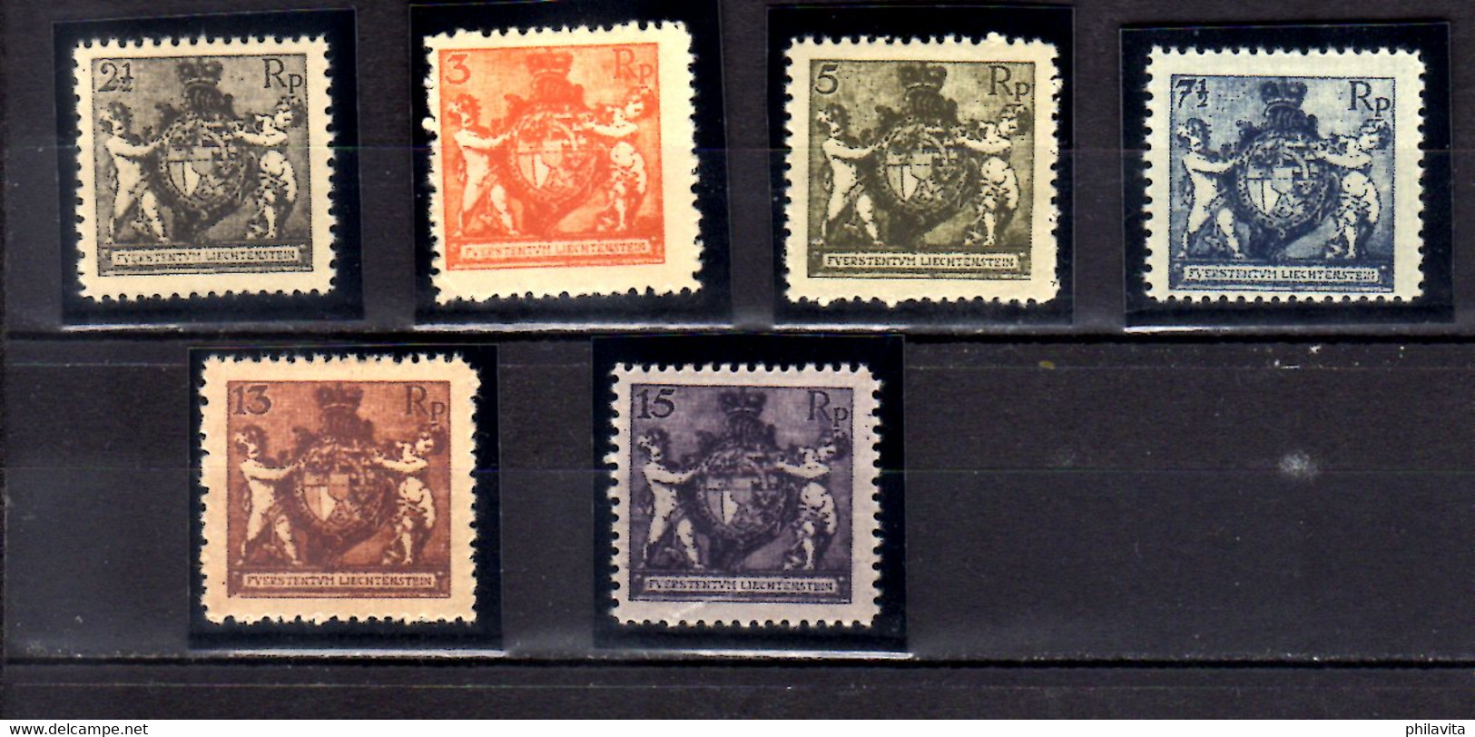 1921 Liechtenstein Landeswappen Mit Putten 2 1/2 Rp To 7 1/2 Rp,13 Rp, 15 Rp Mint Hinged MH* MiNr. 46/9 B, 51/ 52B - Ongebruikt