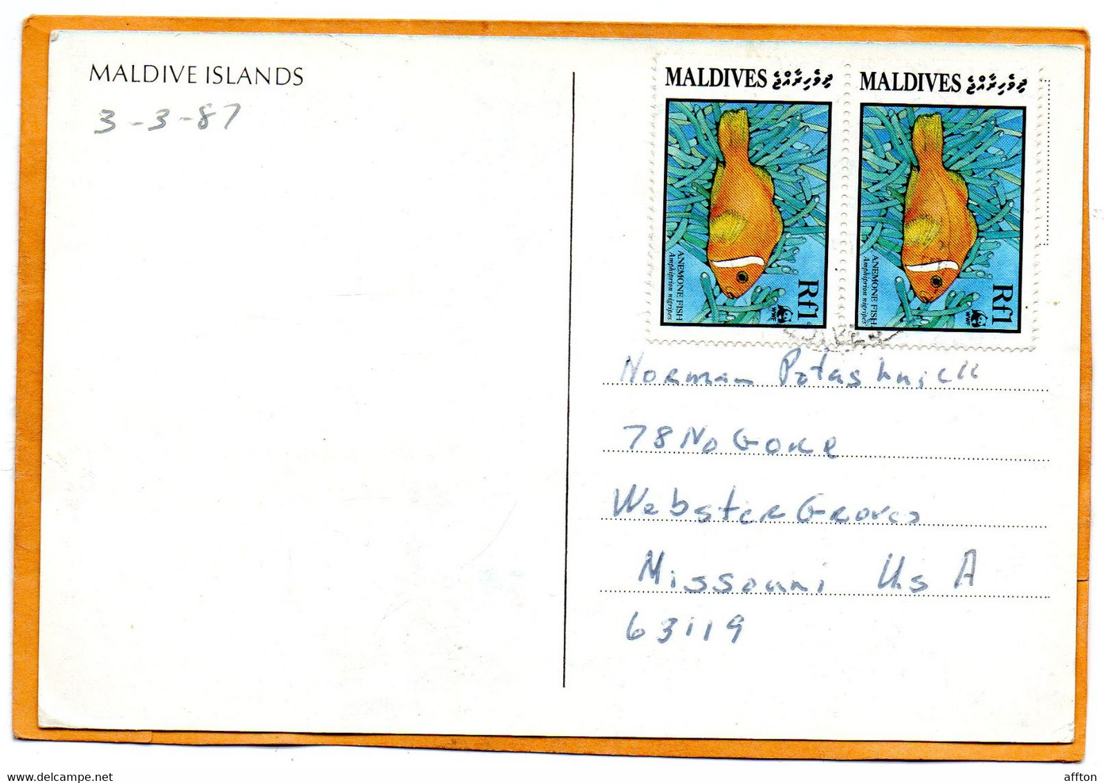 Maldives Islands Old Postcard Mailed - Maldiven