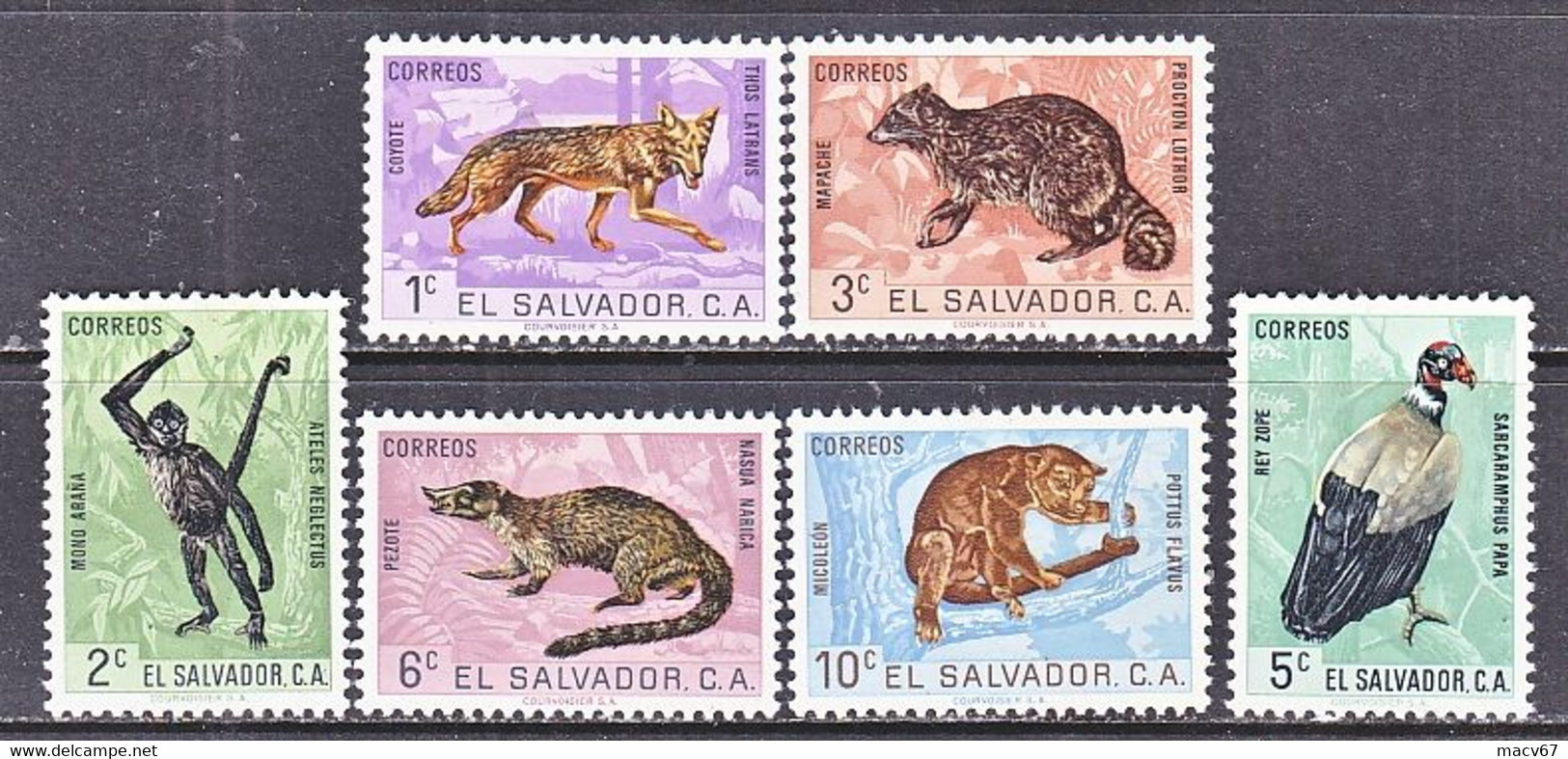 EL  SALVADOR  738- 43  *  FAUNA  WILD  ANIMALS - Salvador