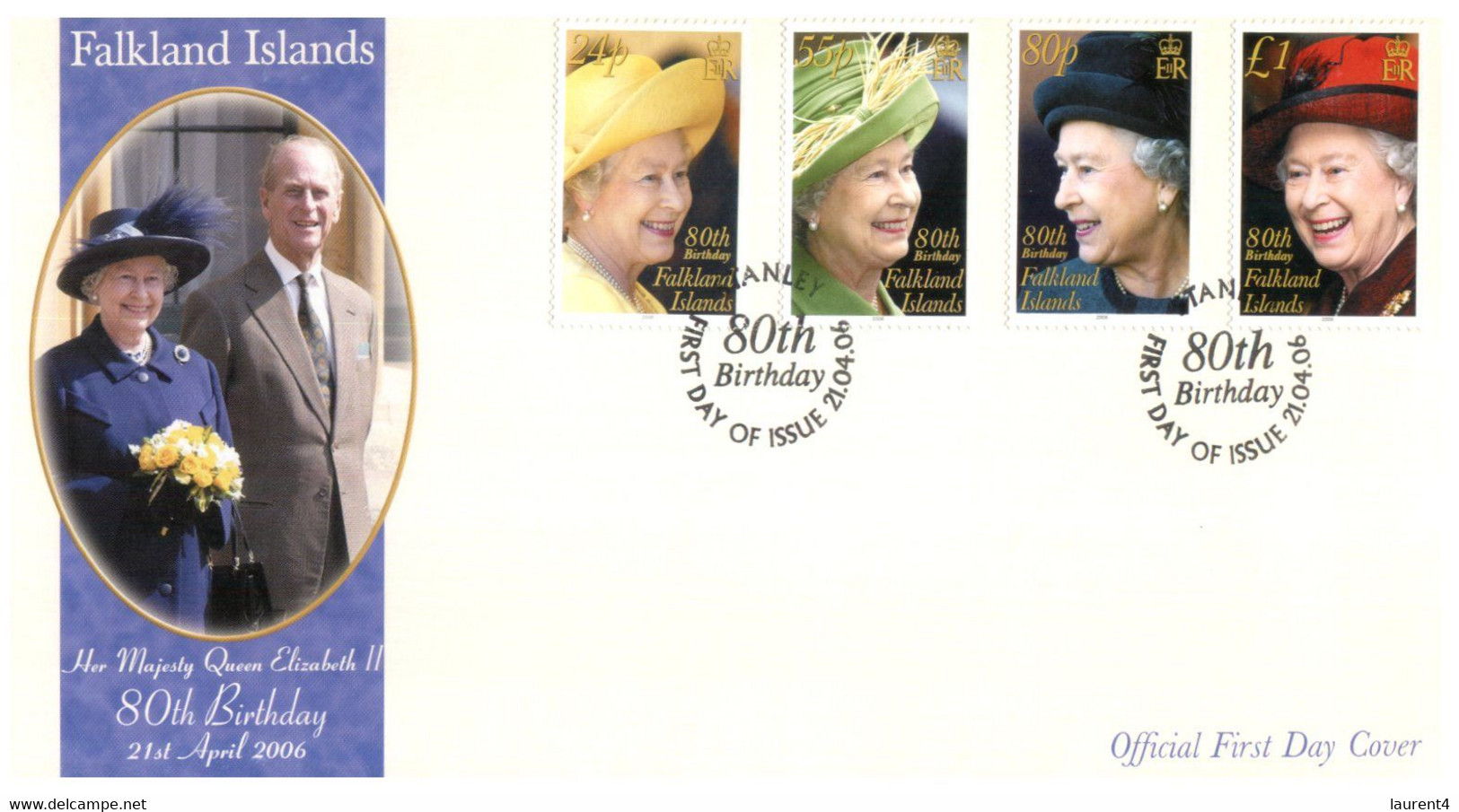 (T 21) Falkland Islands FDC - (2006) Queen Elizabeth Birthday (2 Covers) With Insert - Falklandinseln