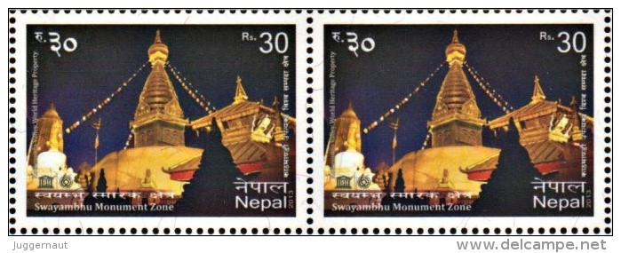 SWAYAMBHU Buddhist TEMPLE Imperf Pair TRIAL PROOF Stamps NEPAL 2013 MINT/MNH - Buddhism