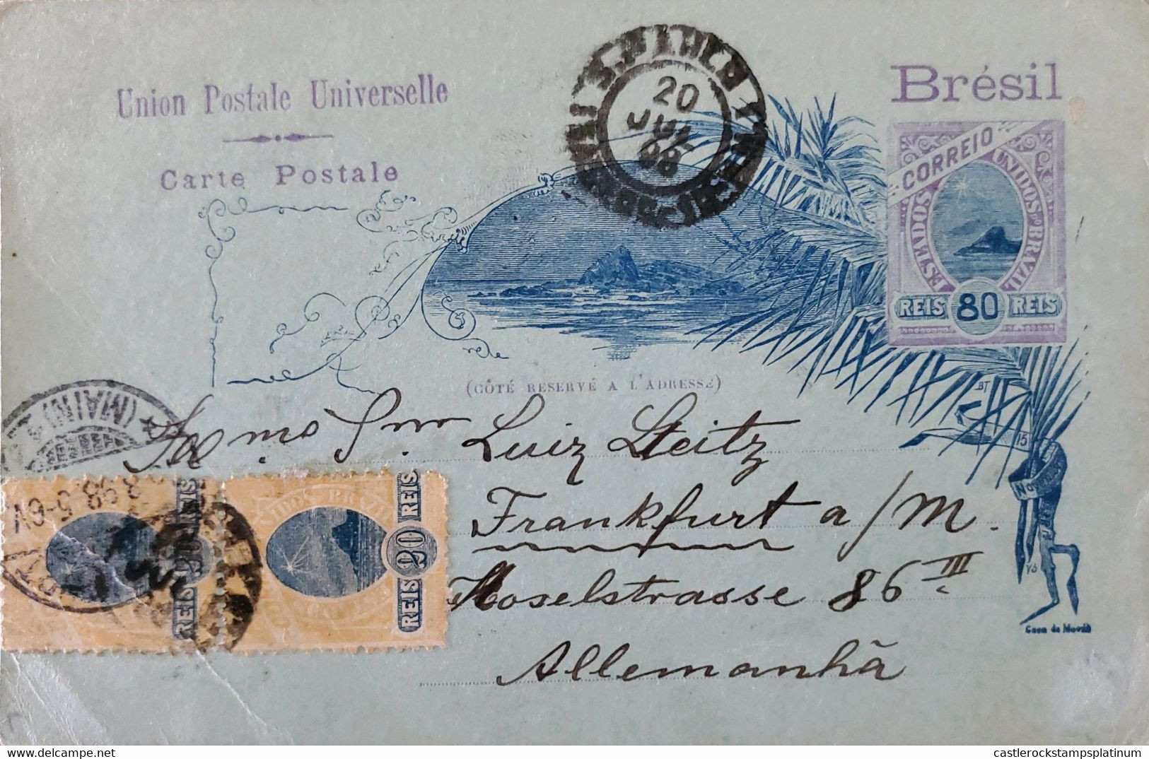 A) 1898, BRAZIL, POSTAL STATIONARY, FROM SAO PAULO TO GERMANY, BREAD OF SUGAR STAMP - Sonstige & Ohne Zuordnung