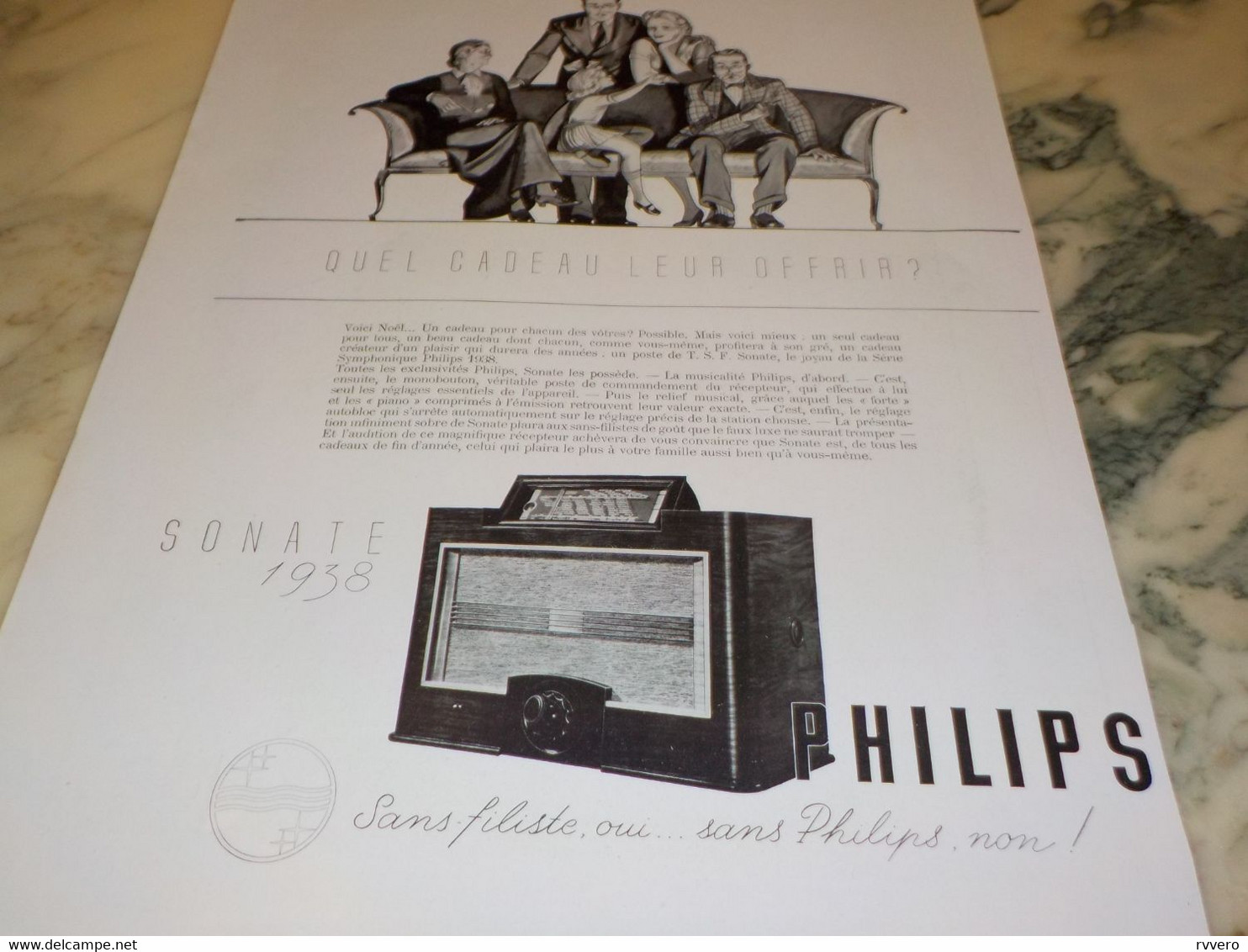 ANCIENNE PUBLICITE TSF SONATE PHILIPS  1937 - Other & Unclassified