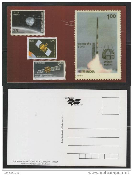 India SPACE STAMPS PRINTED ON FORMULA POSTCARD #  39361 Inde - Asie