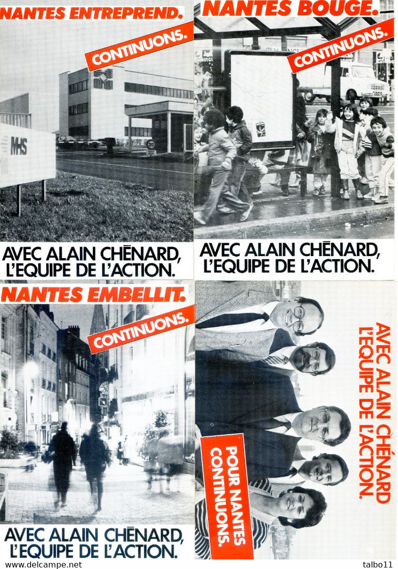 Politique - Nantes Avec Alain Chenard - Elections De 1983 - Lot De 4 Cartes - Political Parties & Elections