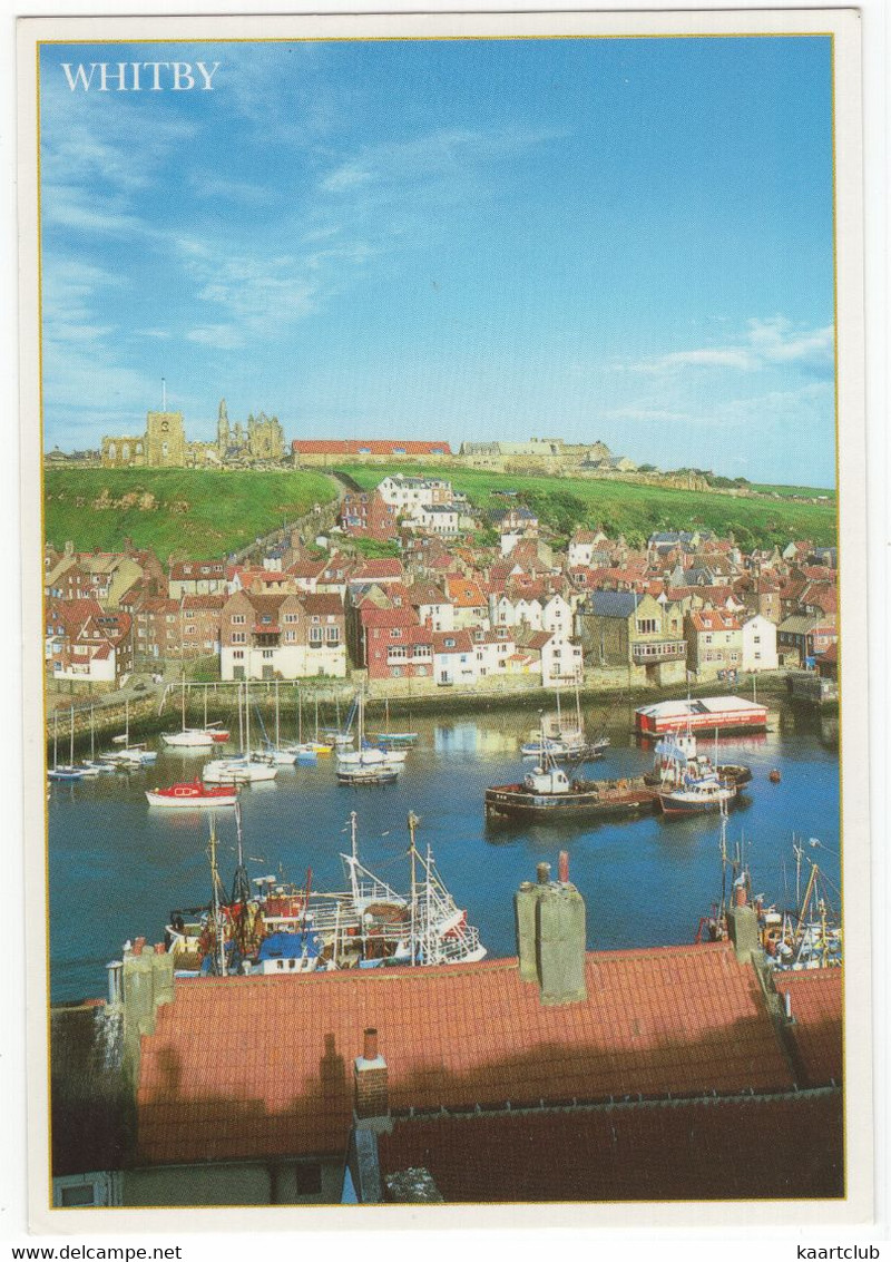 Whitby - A View Of The Abbey And Harbour From West Cliff -   (Boats / Ships) - Whitby