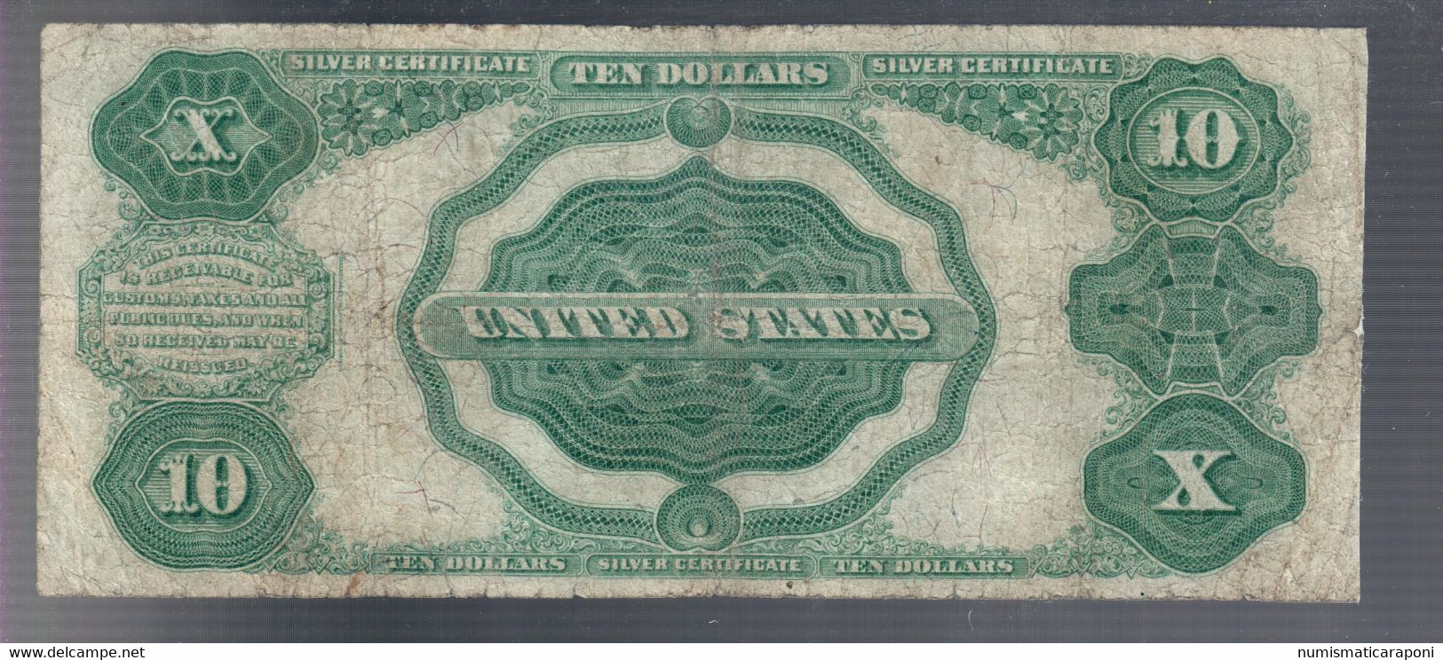 USA 1891 10 Dollars $ Thomas A. Hendricks Pick#324 RARE Pressato Lieve Restauro Fine Lotto.3017 - Certificati D'Argento (1878-1923)