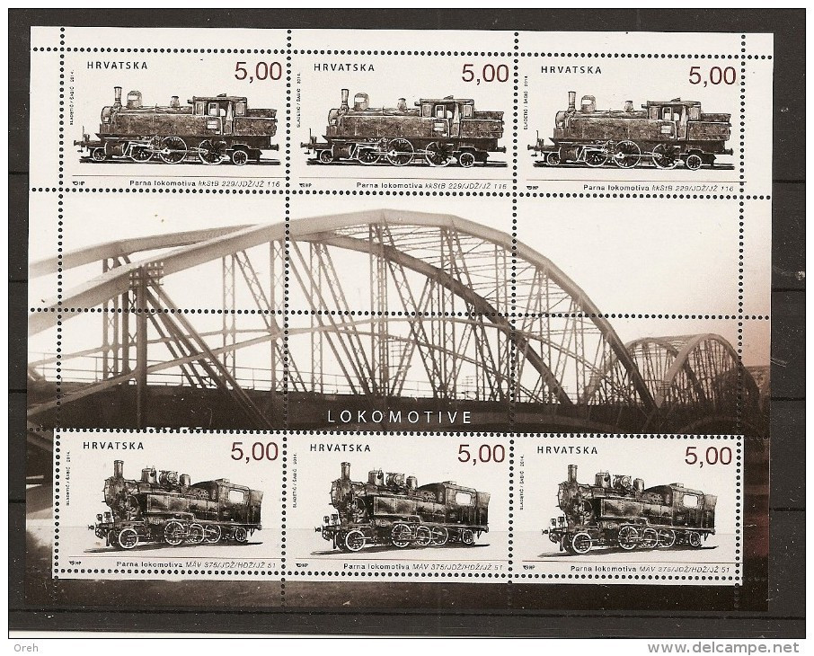 Croatia 2014,upon Locomotives,train.,sheet Mnh - Eisenbahnen