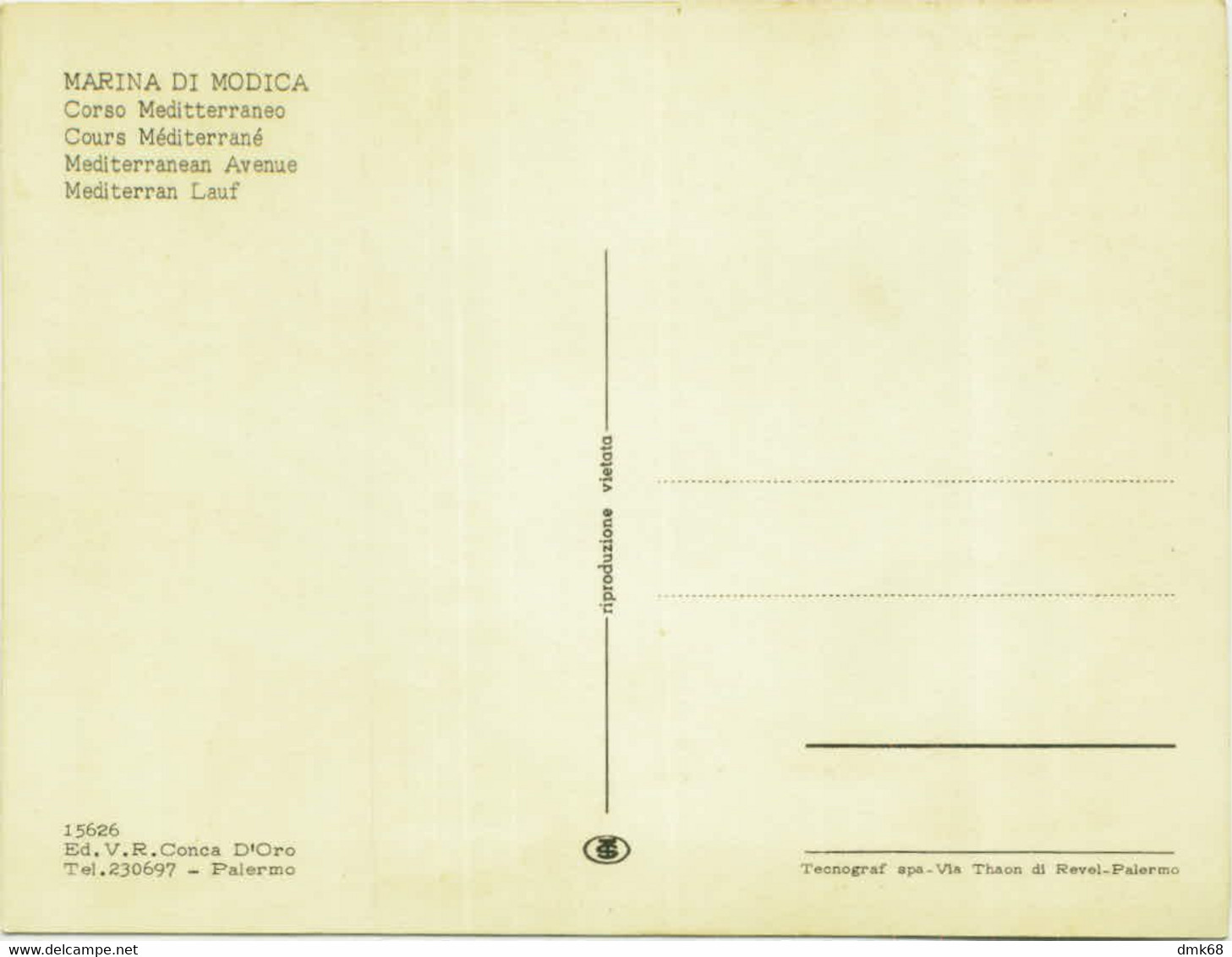 MARINA DI MODICA ( RAGUSA ) CORSO MEDITERRANEO - EDIZIONE V.R. CONCA D'ORO - 1960s (6475) - Modica