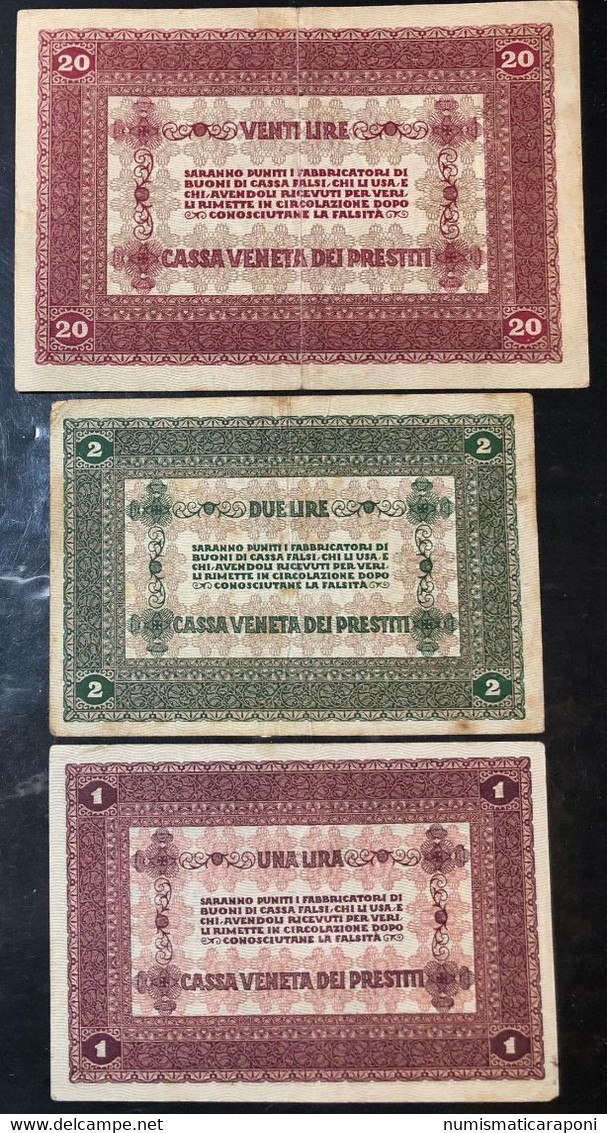 Cassa Veneta Dei Prestiti 1 Lira + 2 Lire + 20 Lire 1918 LOTTO 3087 - Non Classés