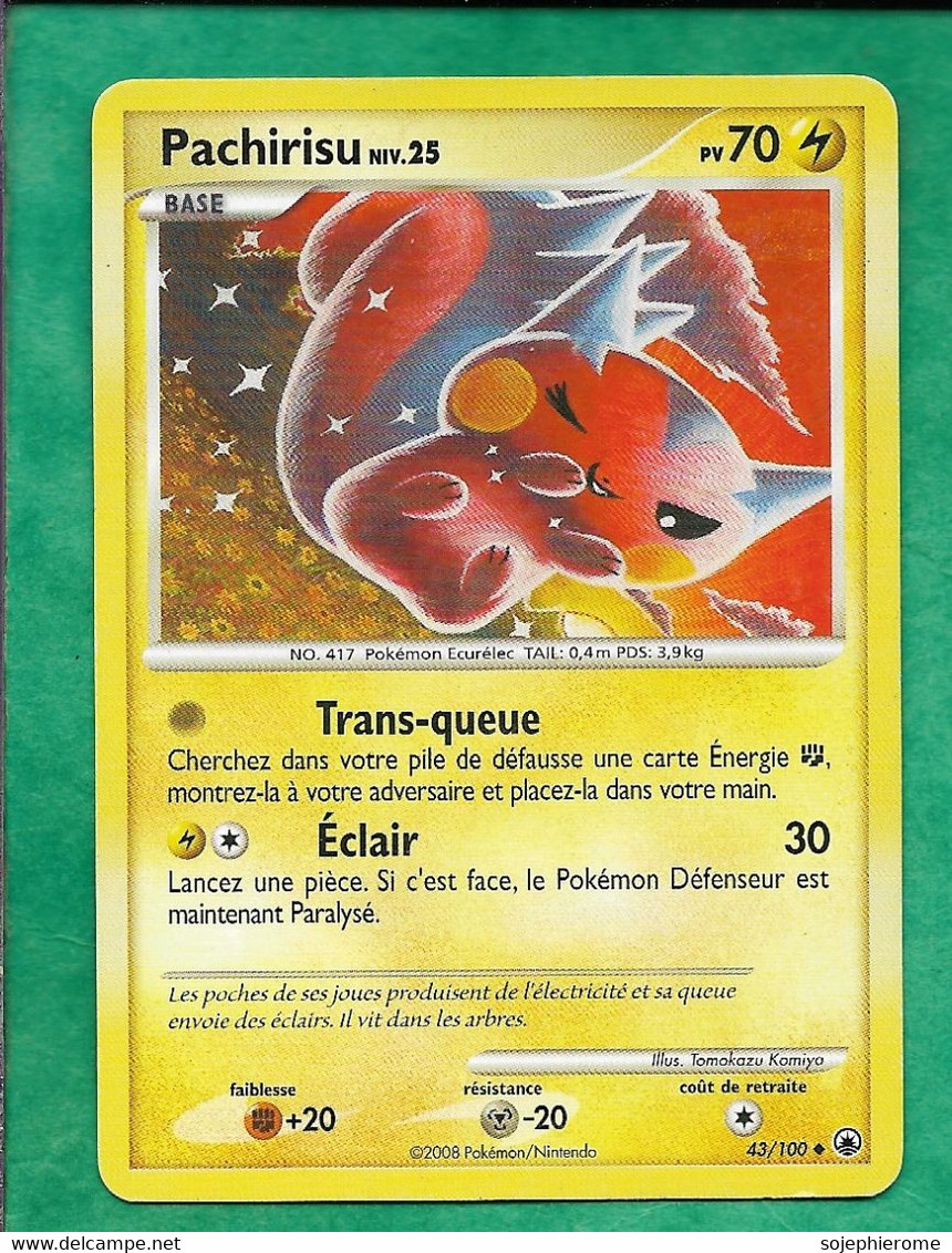 Pokémon 2008 Diamant & Perle Aube Majestueuse 43/100 Pachrisu Niv.25 2scans - Diamond & Pearl 