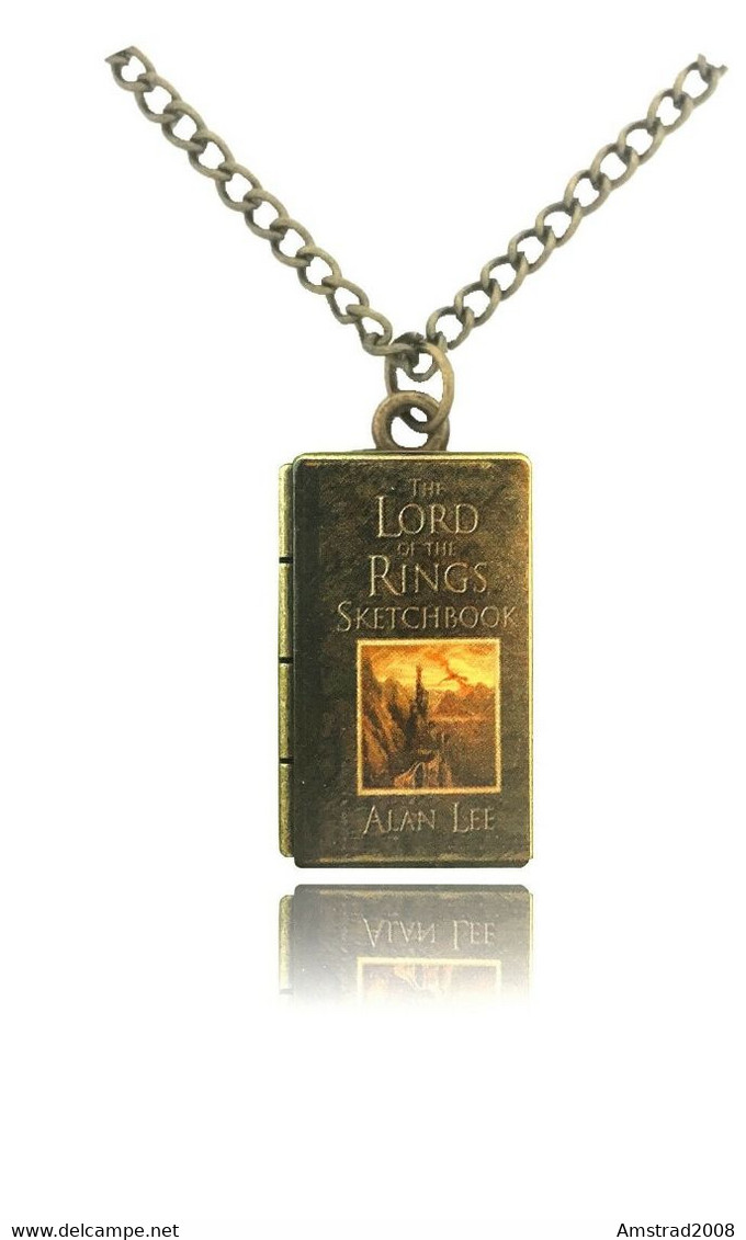 COLLANA LIBRO LORD OF THE RINGS SIGNORE DEGLI ANELLI MAGICO MEDAGLIONE PENDENTE CIONDOLO - Théâtre & Déguisements