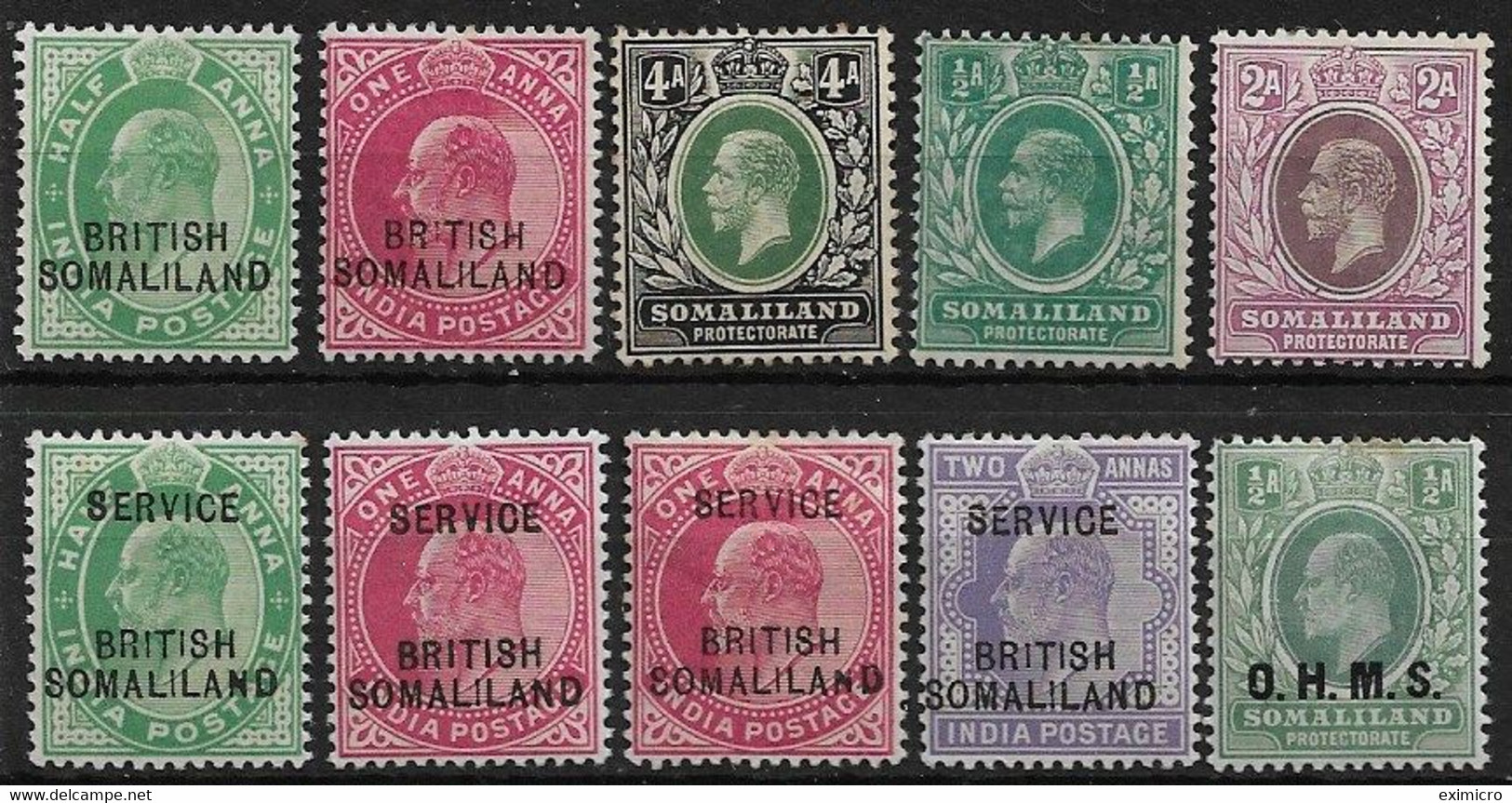 SOMALILAND 1903 - 1921 ALL DIFFERENT SELECTION INCLUDING AN UNLISTED VARIETY UNMOUNTED MINT/ MOUNTED MINT Cat £27+ - Somaliland (Protectoraat ...-1959)