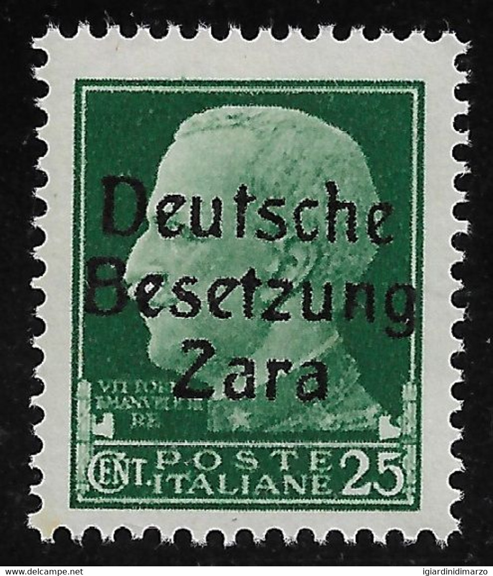 ZARA - OCCUPAZ.TEDESCA - 1943 Valore Nuovo Stl Da 25 C. Con Soprastampa NOT GUARANTEED - In Ottime Condizioni. - Occ. Allemande: Zara