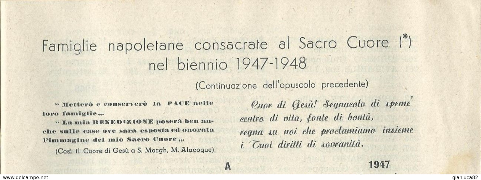 Libretto Famiglie Napoletane Consacrate S. Cuore 1947-1948 Rarità (827)