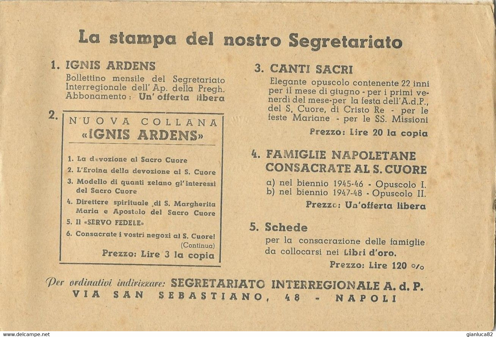 Libretto Famiglie Napoletane Consacrate S. Cuore 1947-1948 Rarità (827)