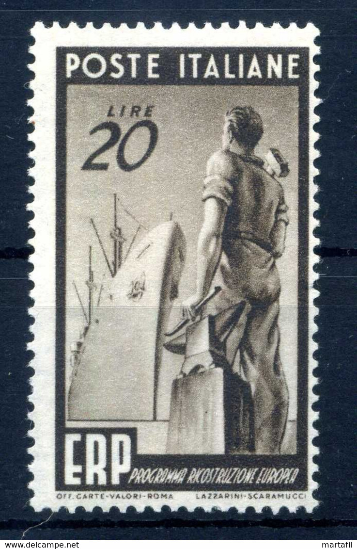 1949 REP. IT. N.603 MNH ** ERP 20 Lire Bruno - 1946-60: Mint/hinged