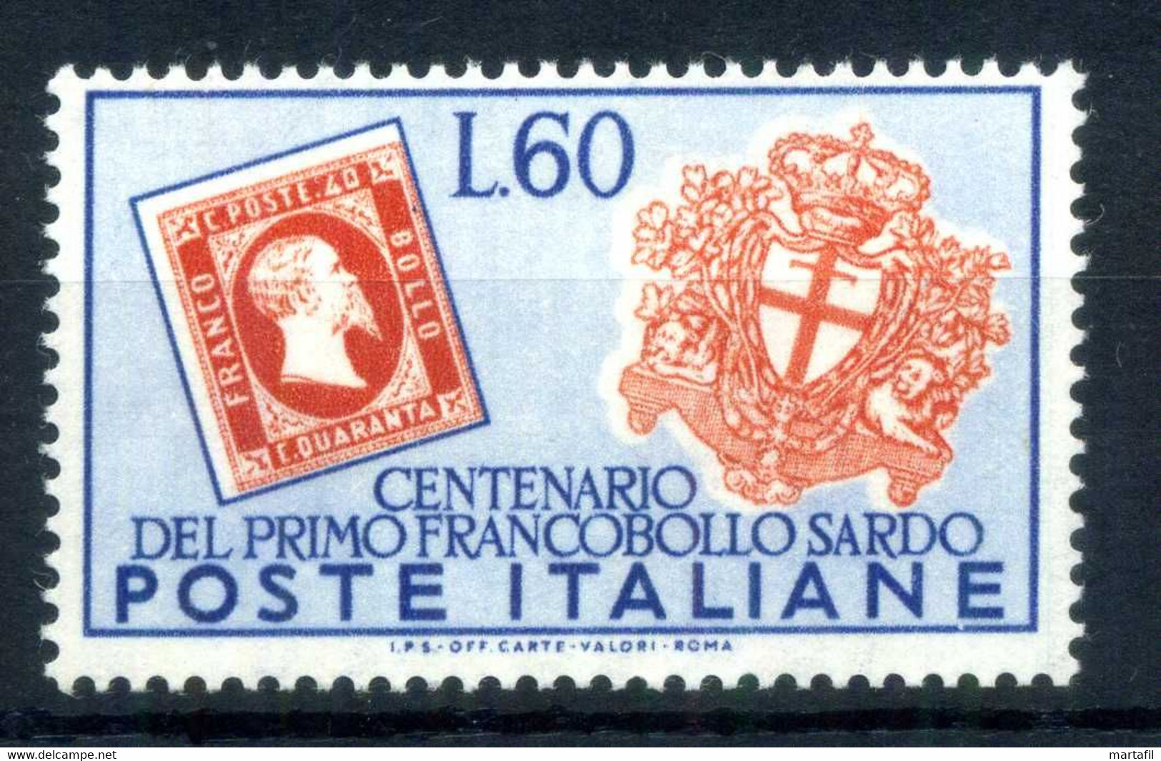 1951 REP. IT. N.674 * Centenario Primi Francobolli Di Sardegna 60 Lire - 1946-60: Mint/hinged